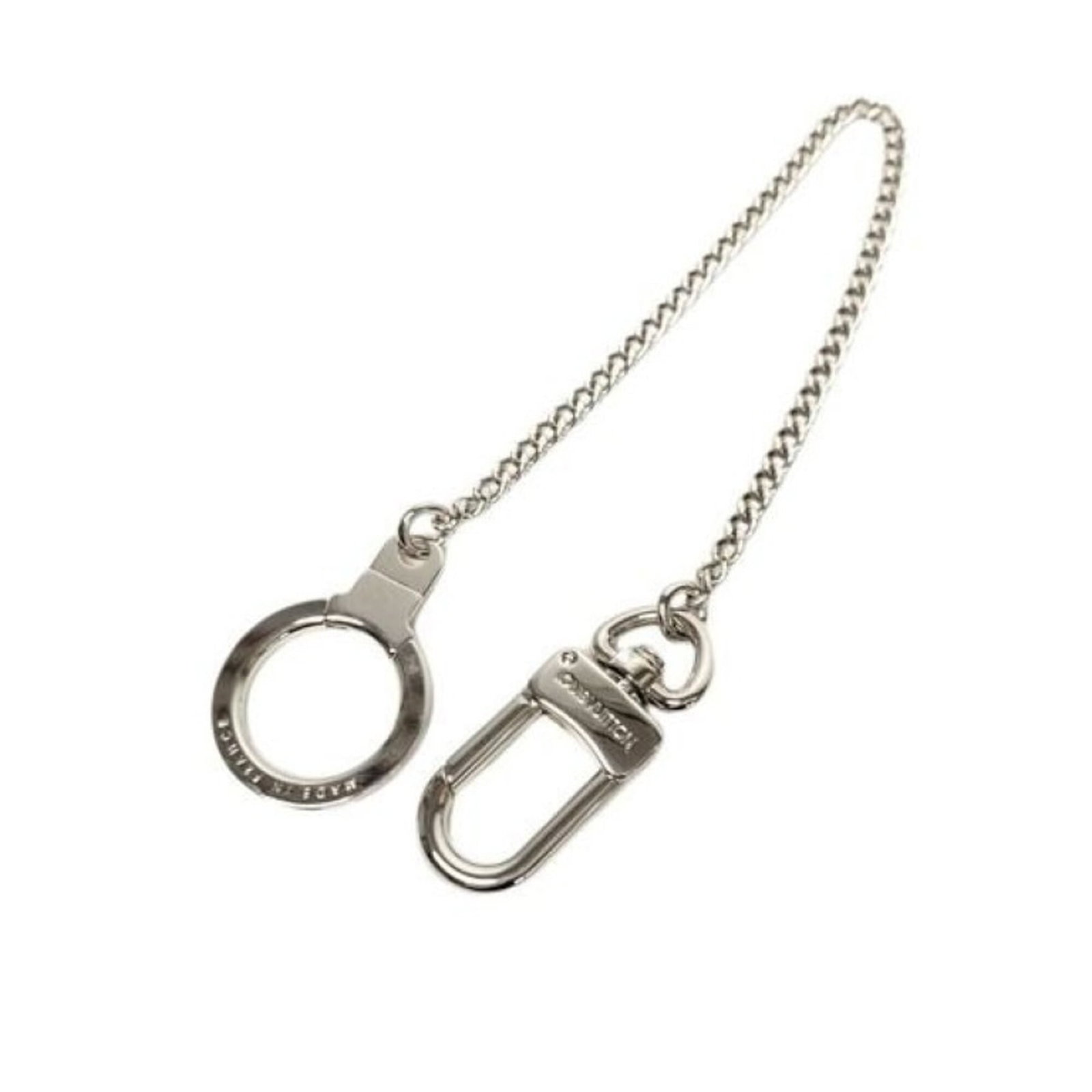 Louis Vuitton Key Chain Metal: Louis Vuitton Key Chain Metal Silver Louis Vuitton Key Chain Metal, measuring 30.5cm in length, bears the iconic brand's signature metal chain design from France. This key chain features a classic sty