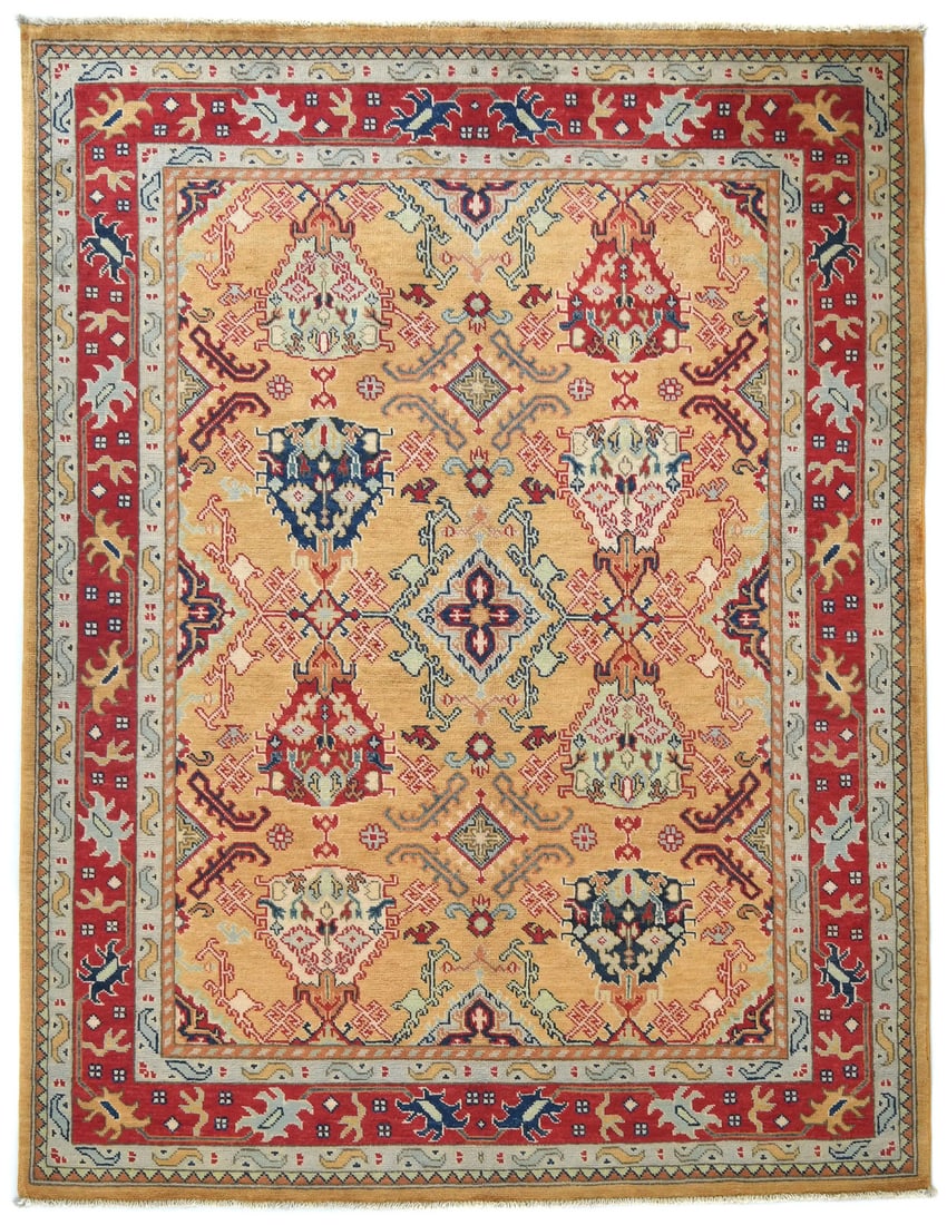 Hand-Knotted Kazak Pakistan Rug Modern Pictorial Design Oriental Carpet 5X7 Ft Hand-Knotted: Hand-Knotted Kazak Pakistan Rug Modern Pictorial Design Oriental Carpet 5X7 Ft Hand-Knotted Hand-knotted in traditional Pakistani techniques, this modern pictorial design Kazak rug boasts a unique ble