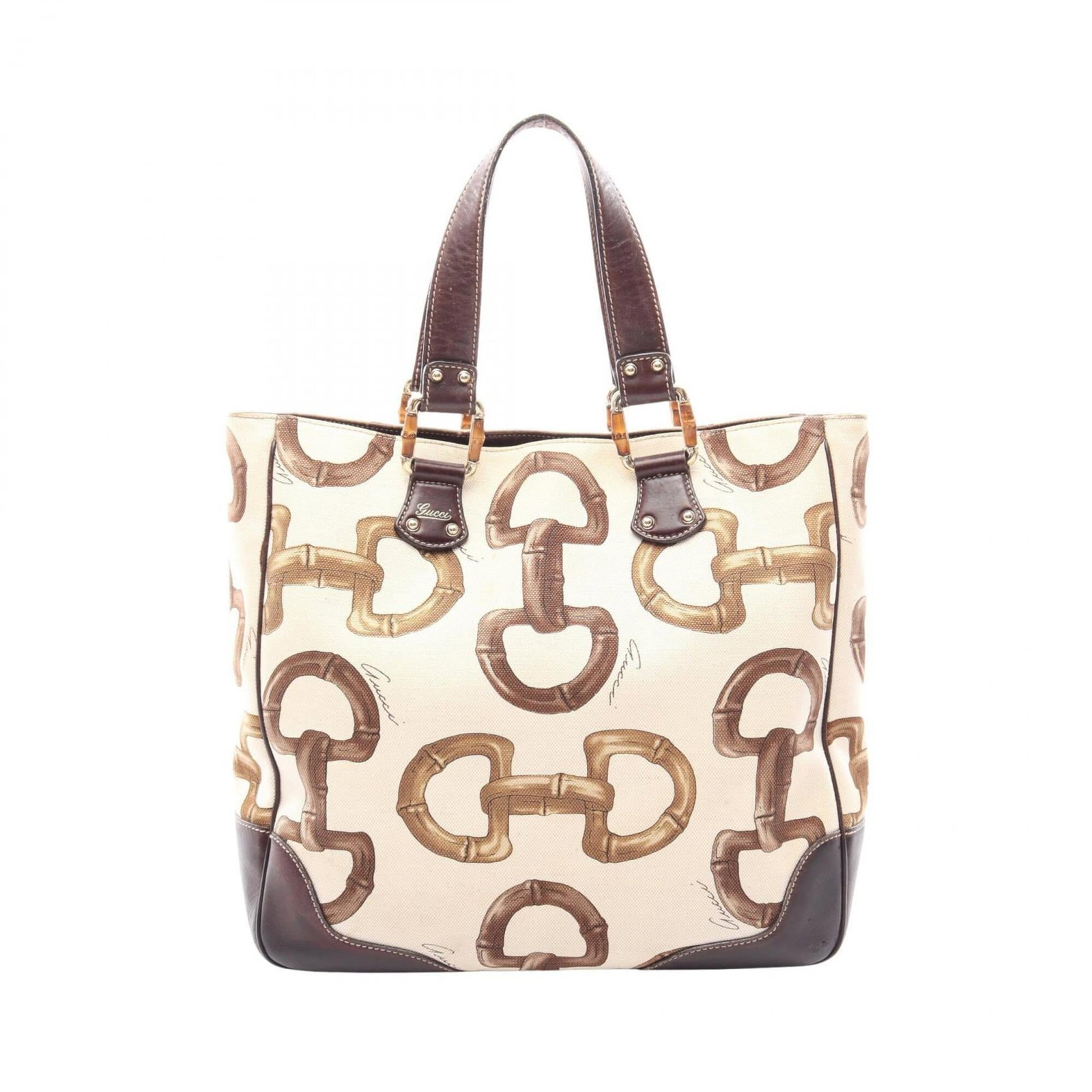 Gucci Handbag Tote Bag Canvas Leather: Gucci Handbag Tote Bag Canvas Leather Canvas and leather combine in this Gucci handbag tote bag, available in ivory with multi-color accents. Measuring 33cm x 34cm x 11cm, it features a classic design