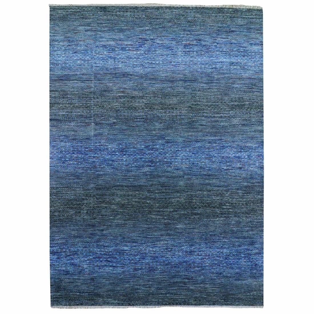 10'x14' Blue Modern Chiaroscuro Collection Pure Wool Hand Knotted Rug: 10'x14' Blue Modern Chiaroscuro Collection Pure Wool Hand Knotted Rug The Blue Modern Chiaroscuro Collection Pure Wool Hand Knotted Rug boasts an impressive 10'0" x 14'0" rectangular field, showcasing