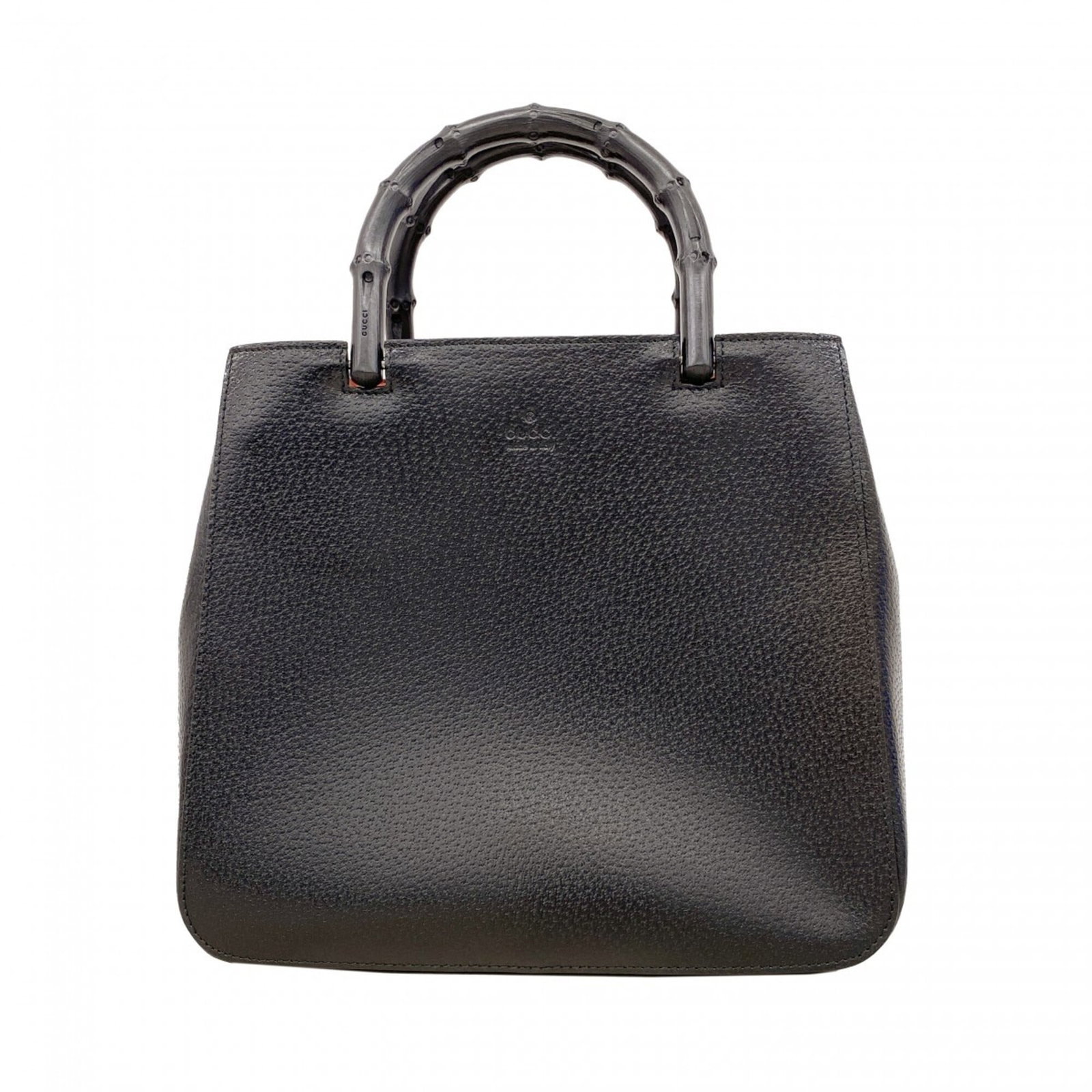 Handbag Leather Gucci: Handbag Leather Gucci Black leather Gucci handbag with silver hardware, measuring 23cm x 26cm x 7.5cm. This classic design features a timeless combination of sleek lines and luxurious materials. The b