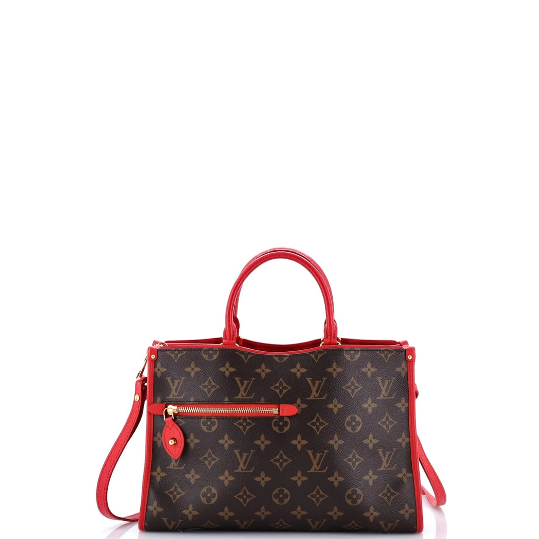 Louis Vuitton Canvas Monogram Leather Handbag Popincourt: Louis Vuitton Canvas Monogram Leather Handbag Popincourt Red Louis Vuitton Canvas Monogram Leather Handbag Popincourt with Gold Hardware, featuring a classic tote design and sturdy strap. The bag