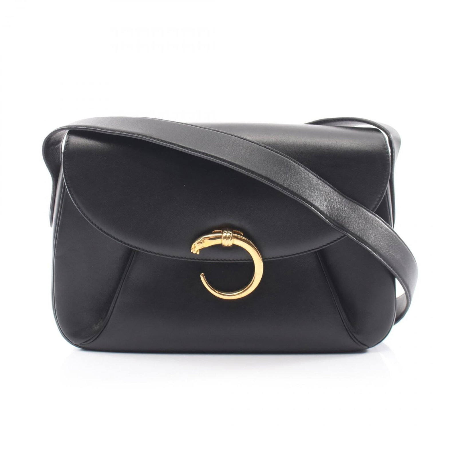 Handbag Leather Shoulder Bag Cartier: Handbag Leather Shoulder Bag Cartier Cartier's sleek black leather shoulder bag boasts classic design and sophisticated style, with clean lines and a timeless silhouette. Measuring 17.5cm x 27.5cm x 7
