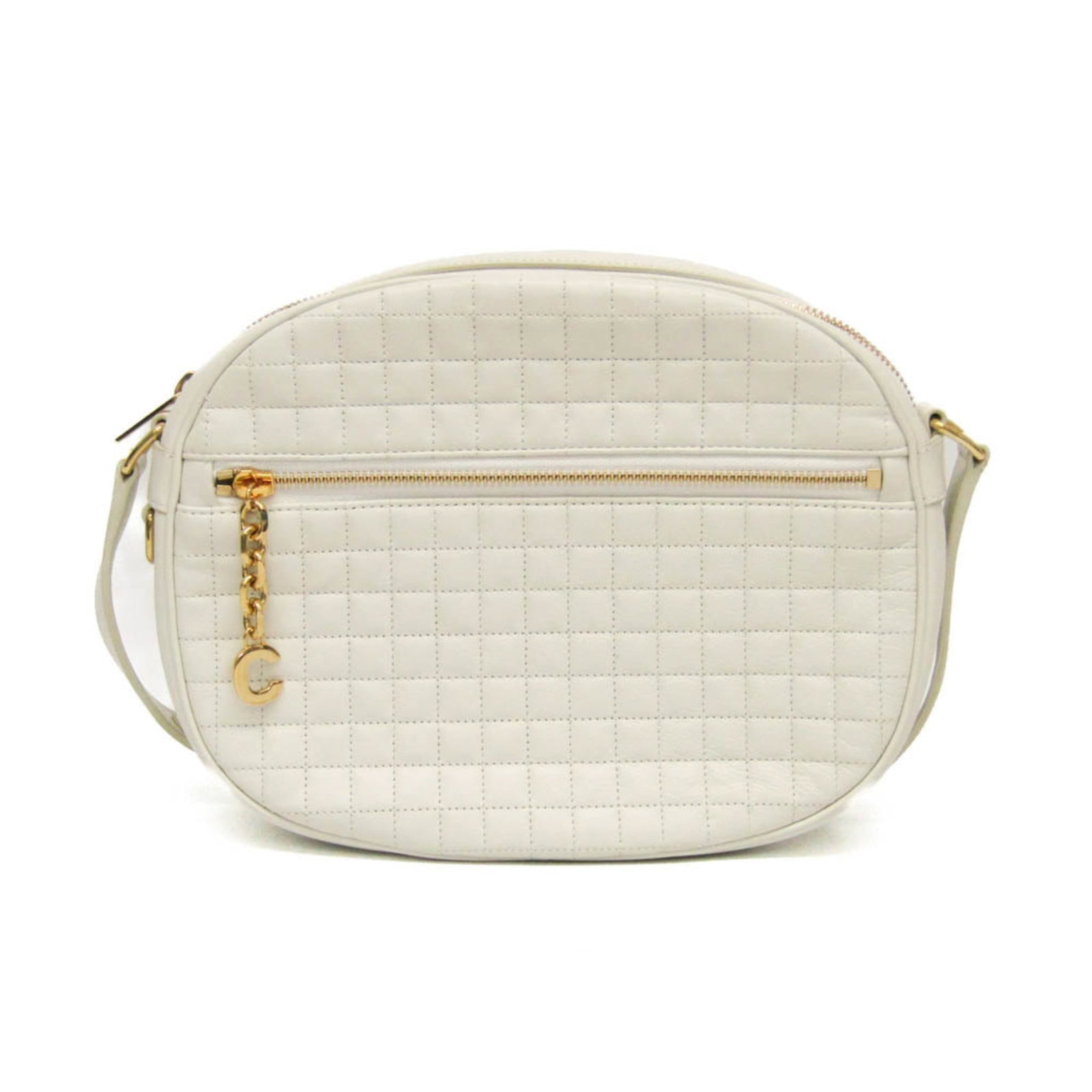 Shoulder Bag Leather Celine: Shoulder Bag Leather Celine The Celine Shoulder Bag in Off-white Leather features an open pocket and a zipper pocket for added storage, along with a sturdy calfskin material that provides durability. 