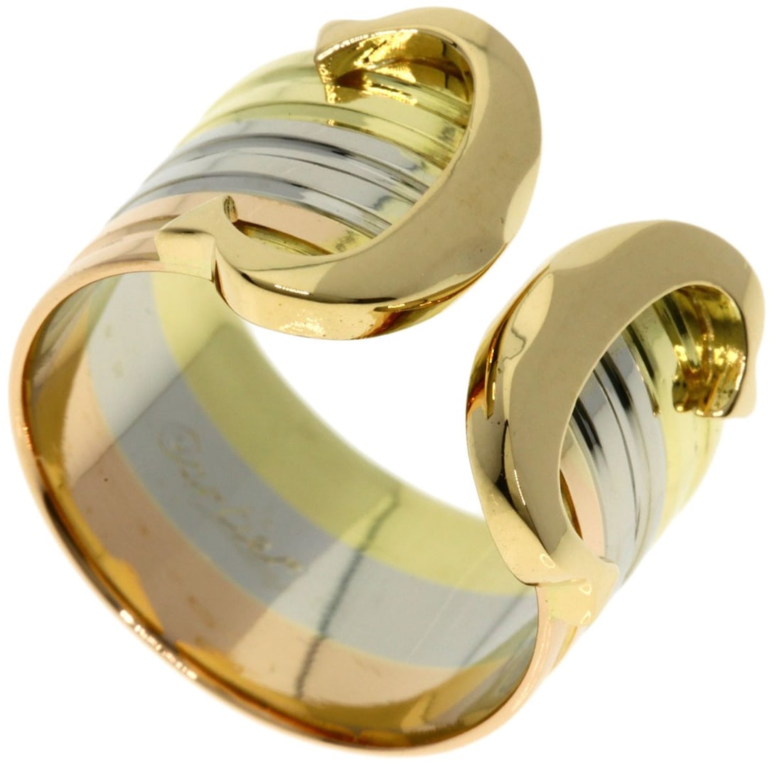 Cartier C2 Ring # 49 Ring K18 Yellow Gold K18 White Gold: Cartier C2 Ring # 49 Ring K18 Yellow Gold K18 White Gold Cartier C2 Ring #49 boasts a striking gold finish, crafted from K18 Yellow Gold and K18 White Gold. This elegant ring features no main stone, m