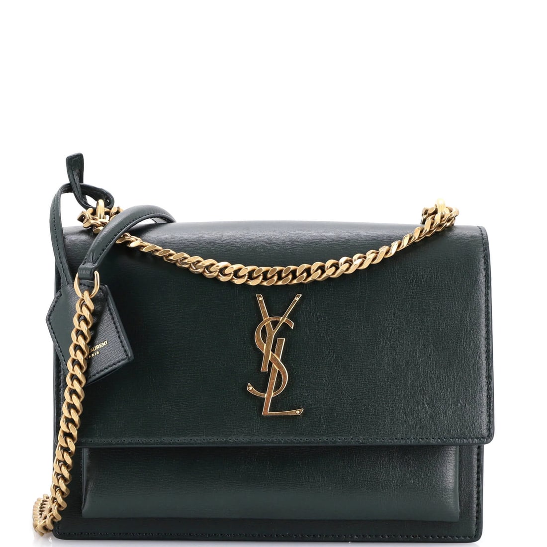 Saint Laurent Crossbody Bag Leather Medium Sunset: Saint Laurent Crossbody Bag Leather Medium Sunset The Saint Laurent Crossbody Bag Leather Medium Sunset boasts a vibrant green exterior, crafted from high-quality leather. With its sleek design and go