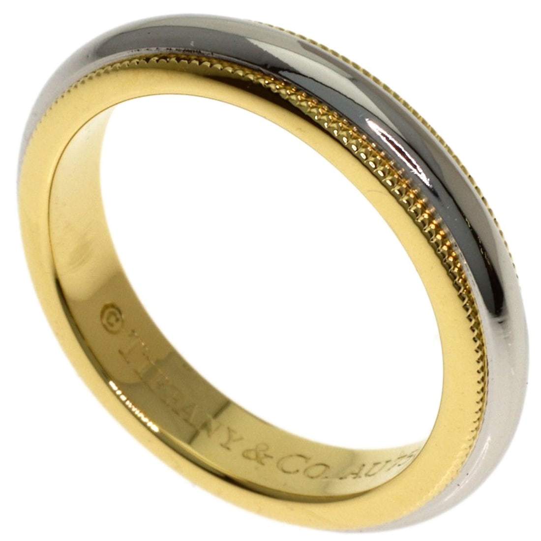 Tiffany&Co. Milgrain Ring Platinum Pt950 18K Yellow Gold: Tiffany&Co. Milgrain Ring Platinum Pt950 18K Yellow Gold Platinum Pt950 18K Yellow Gold Milgrain Ring from Tiffany&Co. Features a sleek and sophisticated design with intricate milgrain details, showca