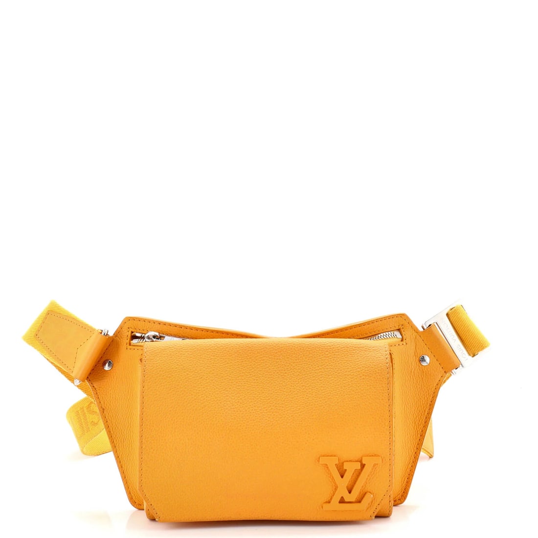 Louis Vuitton Aerogram Takeoff Sling Bag Leather: Louis Vuitton Aerogram Takeoff Sling Bag Leather Yellow Louis Vuitton Aerogram Takeoff Sling Bag Leather, featuring exterior leather and interior fabric in matching yellow hues, with silver hardware. 