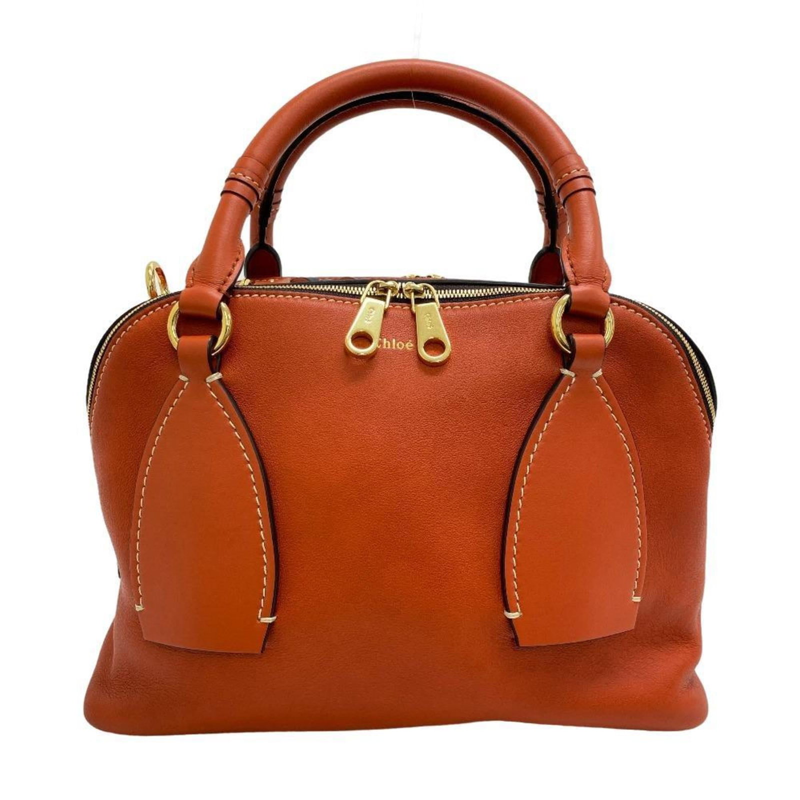 Chlo Handbag Shoulder Bag Leather: Chlo Handbag Shoulder Bag Leather Chlo Handbag Shoulder Bag Leather - A vibrant orange leather shoulder bag from Chlo, featuring a sizeable 23cm x 31cm x 11.5cm design with dust bag and adjustable sho
