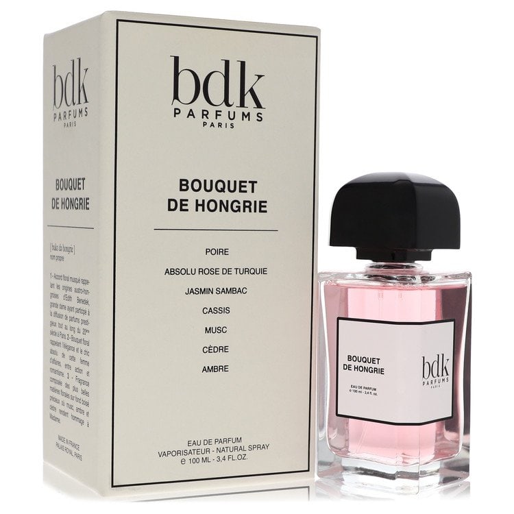 Bouquet De Hongrie by BDK Parfums Eau De Parfum Spray (Unisex) 3.4 oz: Bouquet De Hongrie by BDK Parfums Eau De Parfum Spray (Unisex) 3.4 oz Crisp and juicy strawberry, crisp pear, and lovely green cassis open the Bouquet De Hongrie by BDK Parfums Eau De Parfum Spray, fo