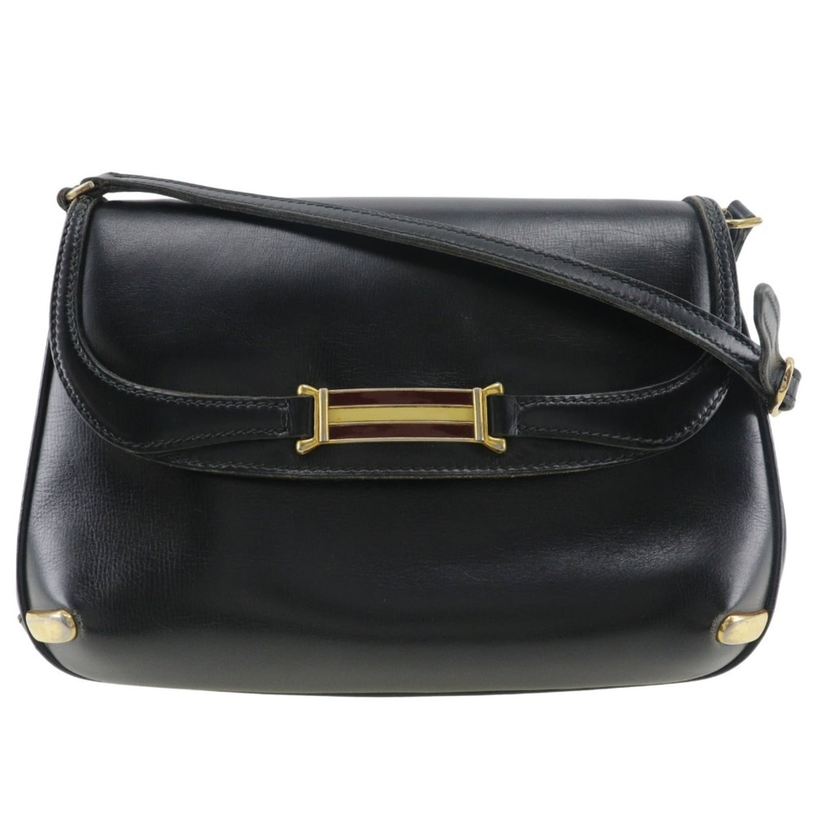 Shoulder Bag Leather: Shoulder Bag Leather Black Calfskin Leather Shoulder Bag from Gucci's Sherry Line, crafted with premium leather and featuring a sleek design. Measuring 16cm x 25cm x 7cm, this stylish bag is made to l