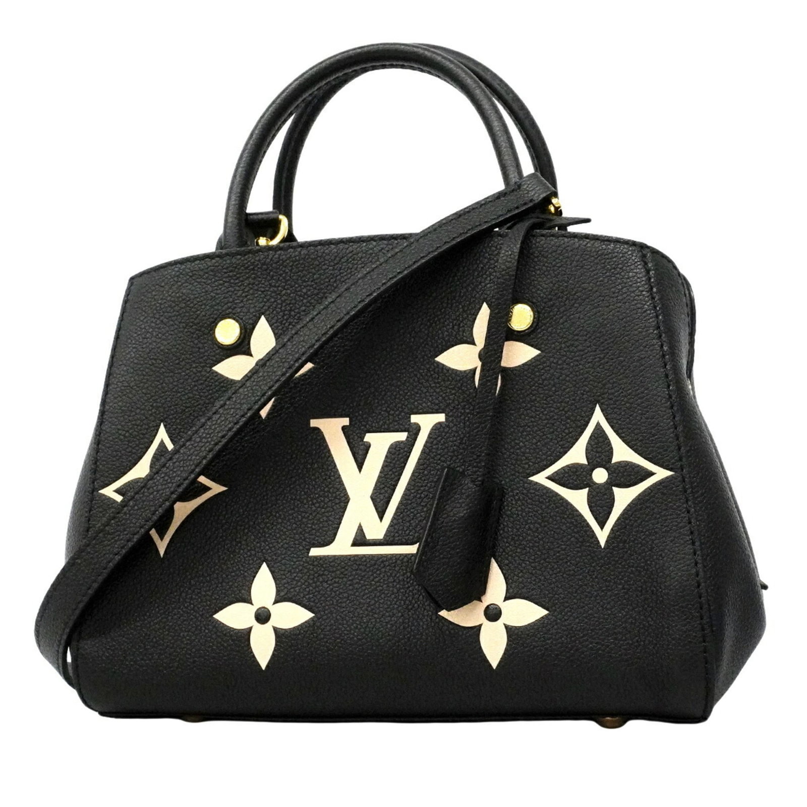 Louis Vuitton Handbag: Louis Vuitton Handbag Beige and Noir Louis Vuitton Handbag. This women's handbag measures 20cm x 24cm x 10cm, featuring a signature from the artist. The bag's classic design and monogram pattern make 