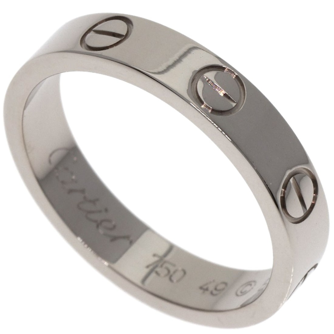 Love ring #49 gold white k18 cartier: Love ring #49 gold white k18 cartier K18 white gold Cartier ring #49 features a sleek, silver metal design with no main stone. This style showcases the purity and elegance of K18 gold, making it a str