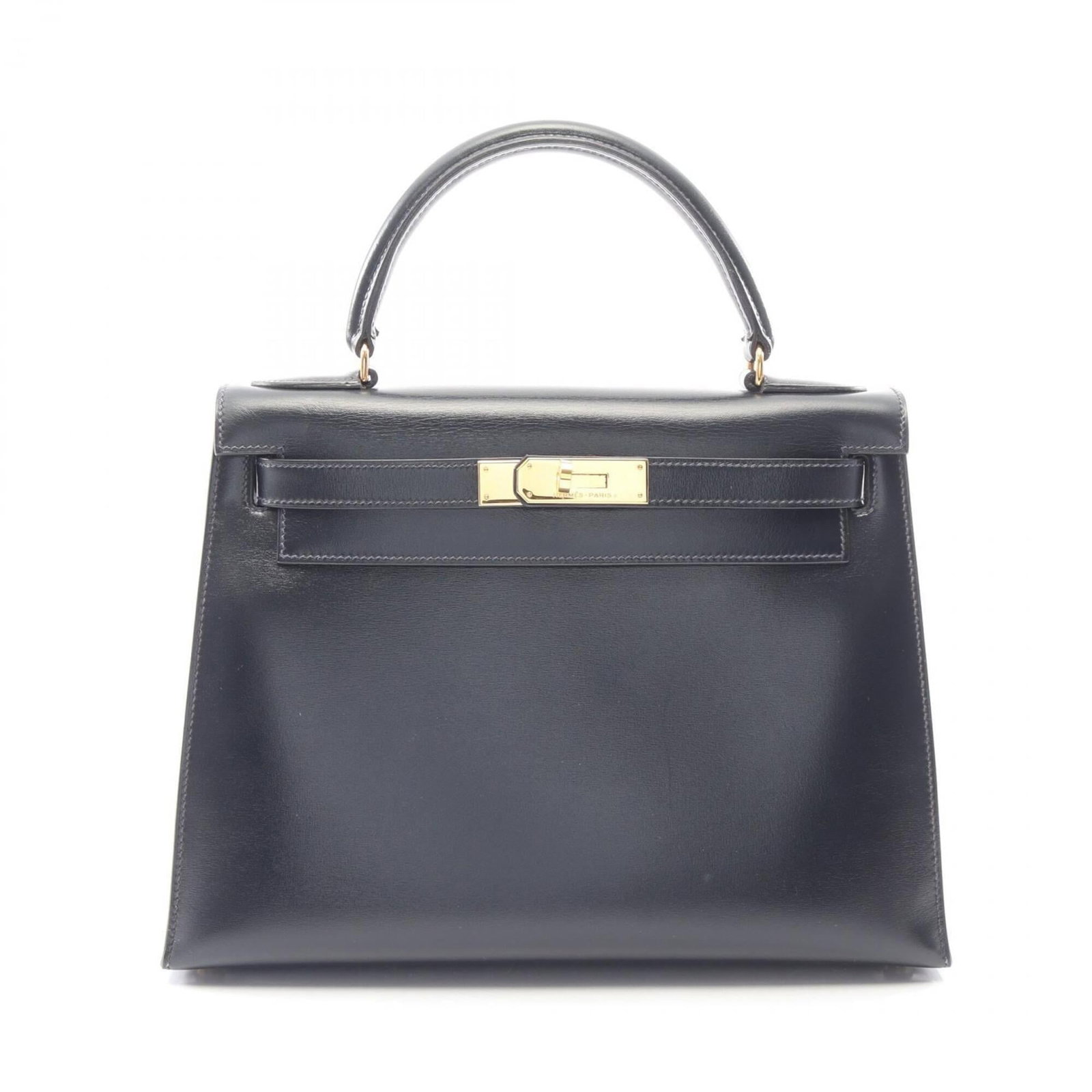 Calf Leather Handbag Hermes Box: Calf Leather Handbag Hermes Box Box calf leather construction provides a sturdy and luxurious feel. The indigo blue and navy color combination adds a touch of sophistication to this compact handbag, m