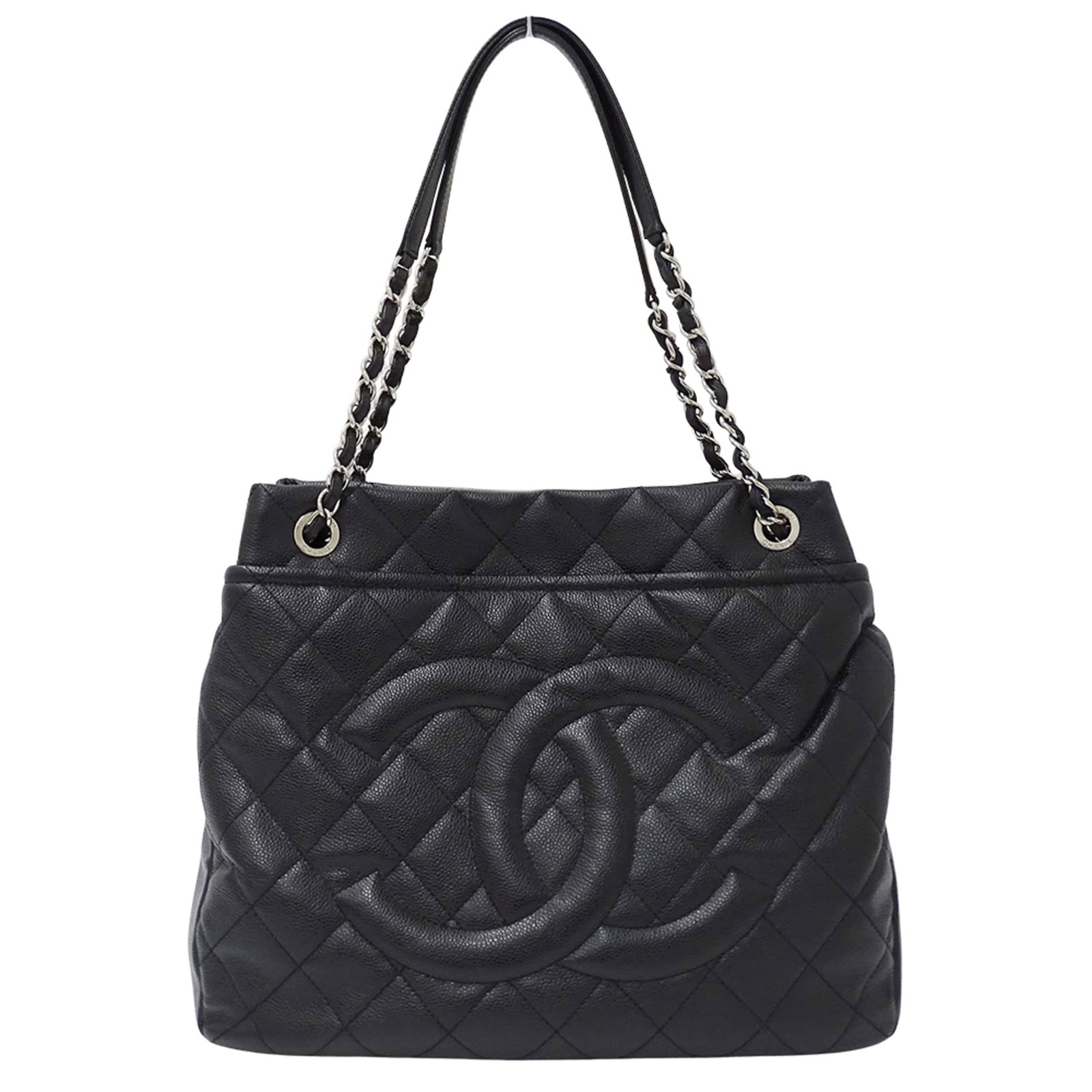 Chanel Handbag Tote Bag Grained Calfskin: Chanel Handbag Tote Bag Grained Calfskin Black Grained Calfskin Tote Bag from Chanel features a classic design with a timeless silhouette, crafted from high-quality grain calfskin material. The bag's 