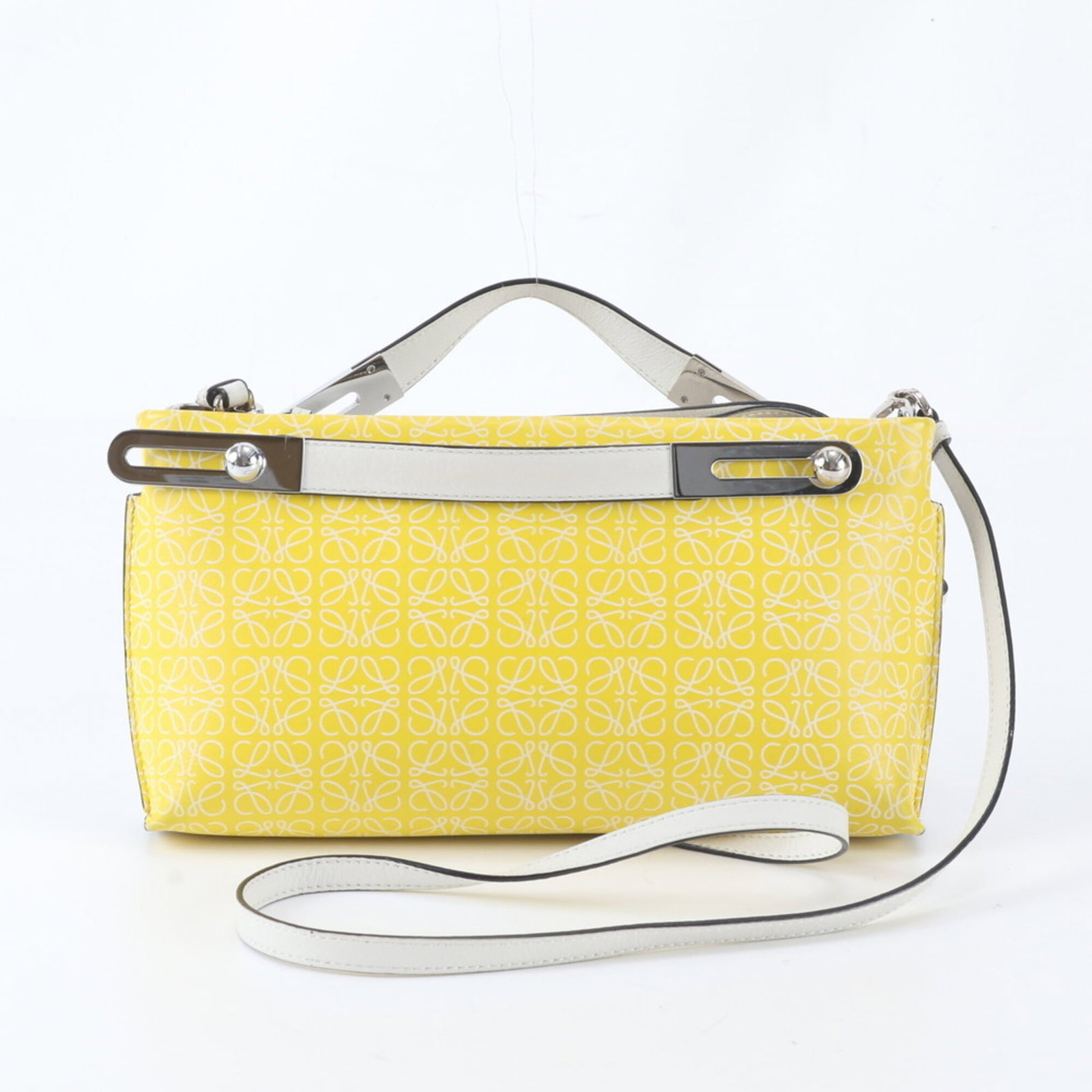 Shoulder Bag Leather: Shoulder Bag Leather White and Yellow Leather Shoulder Bag from Loewe. Made from high-quality leather, this classic shoulder bag features clean lines and a timeless design. With its spacious interior 