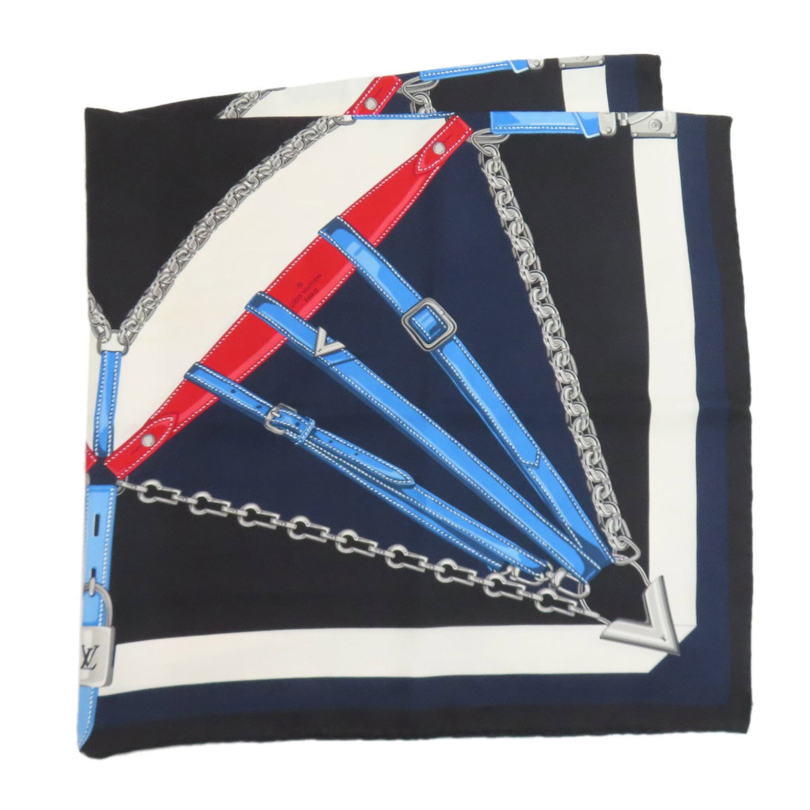 Silk Scarf by Louis Vuitton: Silk Scarf by Louis Vuitton Item Specifics: Brand: Louis Vuitton Type: Scarf Gender: Women Color: Black, Navy, White Material: Silk Size (LxW): 89cm x 89cm / 35.03'' x 35.03'' Product Disclaimer: Mino