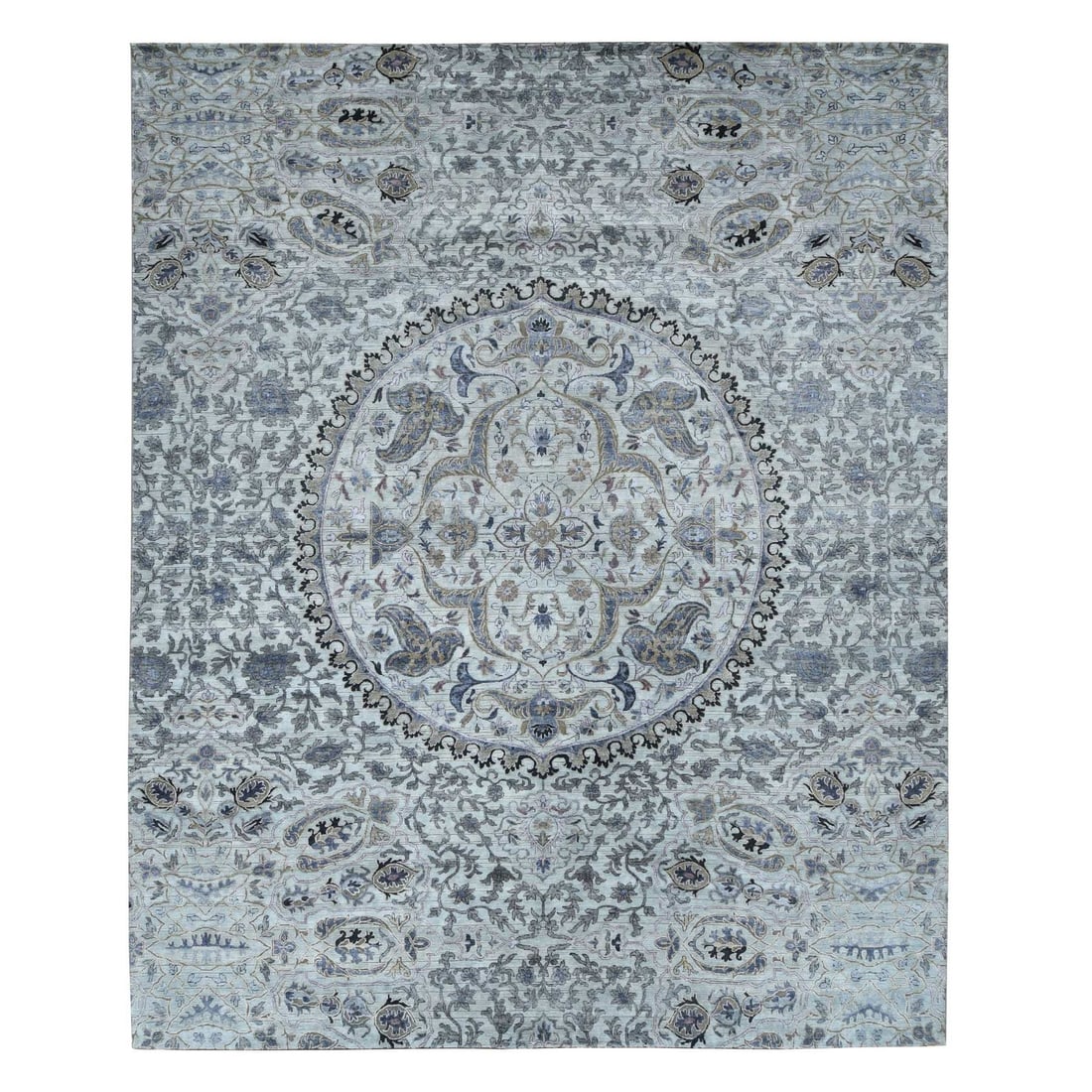 12'x15' Gray THE MAHARAJA Oversized Pure Silk with Wool Hand Knotted Rug (1 of 12)