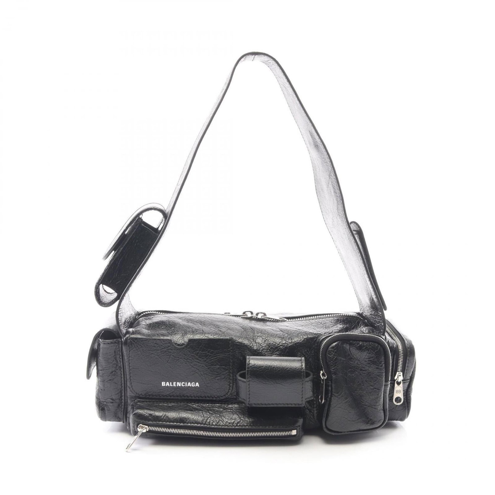 Bag Shoulder Bag Leather Balenciaga: Bag Shoulder Bag Leather Balenciaga Black leather Balenciaga shoulder bag with dimensions 9cm x 31cm x 10.5cm, bearing the MPN 762516. This handbag features high-quality leather construction and a sle