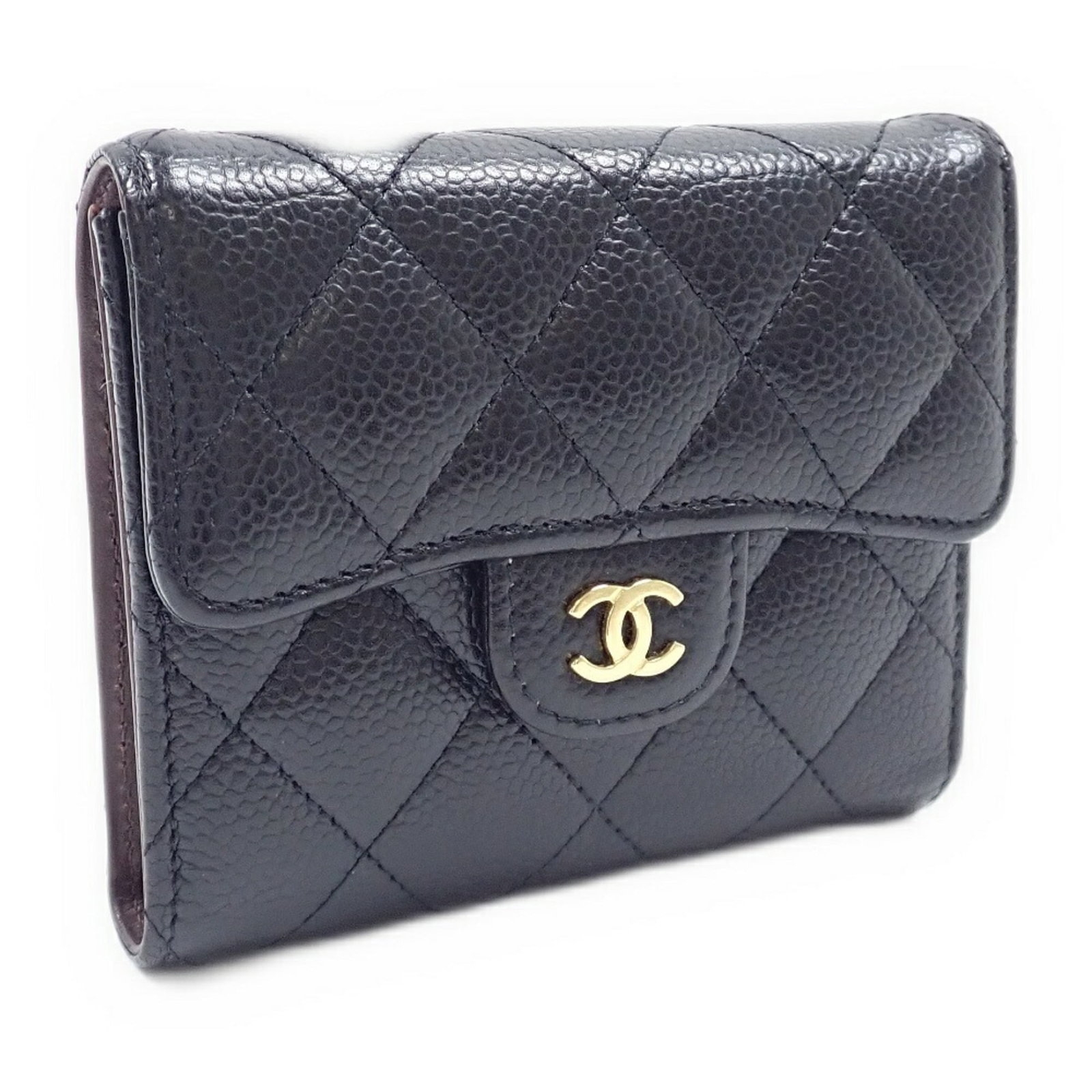 Calfskin Tri Fold Wallet Chanel: Calfskin Tri Fold Wallet Chanel Calfskin Tri Fold Wallet in Black - A Timeless Design from Chanel. Made from high-quality, grained calfskin, this tri-fold wallet features a sleek black finish and prec