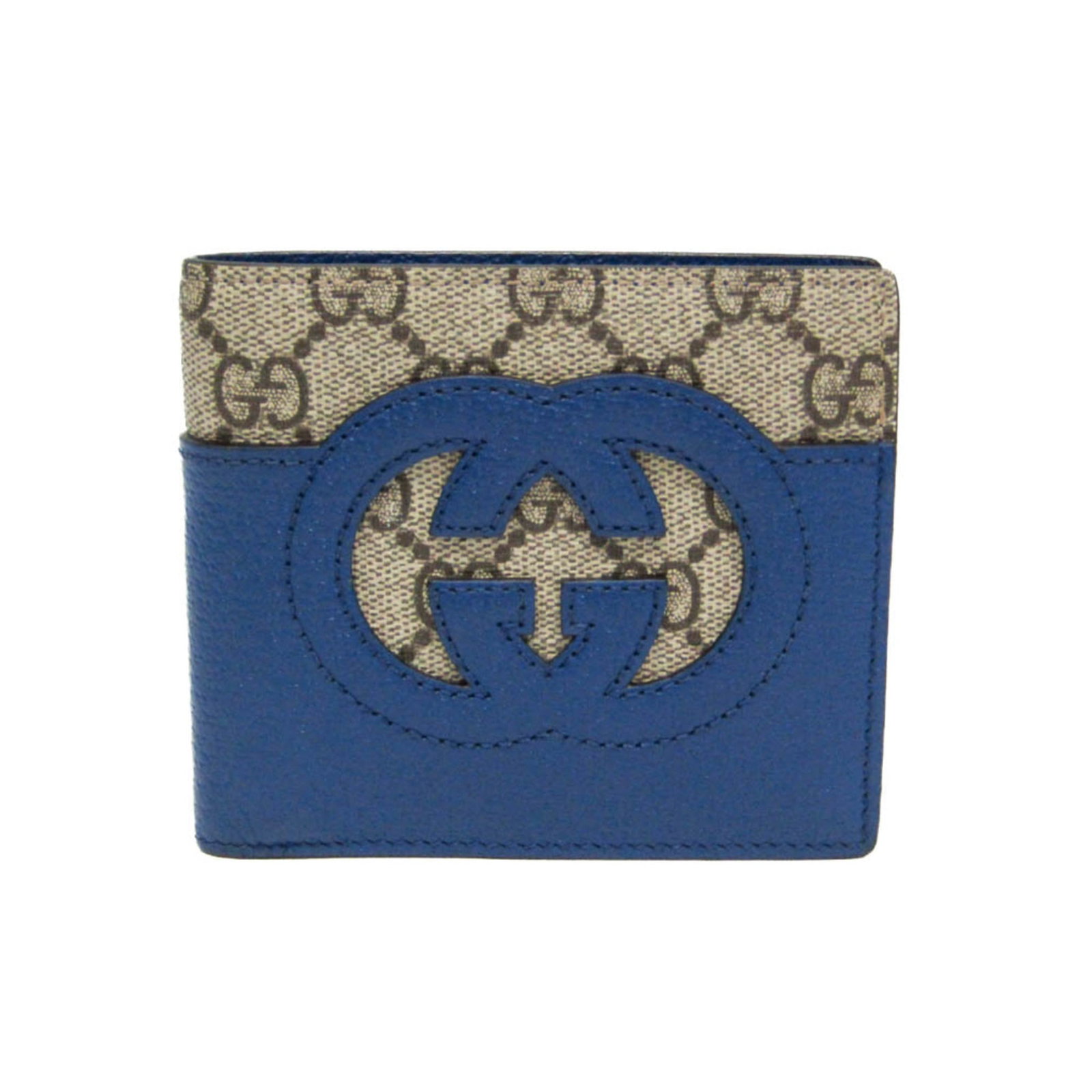 Gucci Wallet (Bi-Fold) Gg Canvas Leather: Gucci Wallet (Bi-Fold) Gg Canvas Leather Gucci's Basket Interlocking G Coin Wallet boasts a unique design with interlocking Gs in beige and blue hues. The wallet features a spacious interior with mult