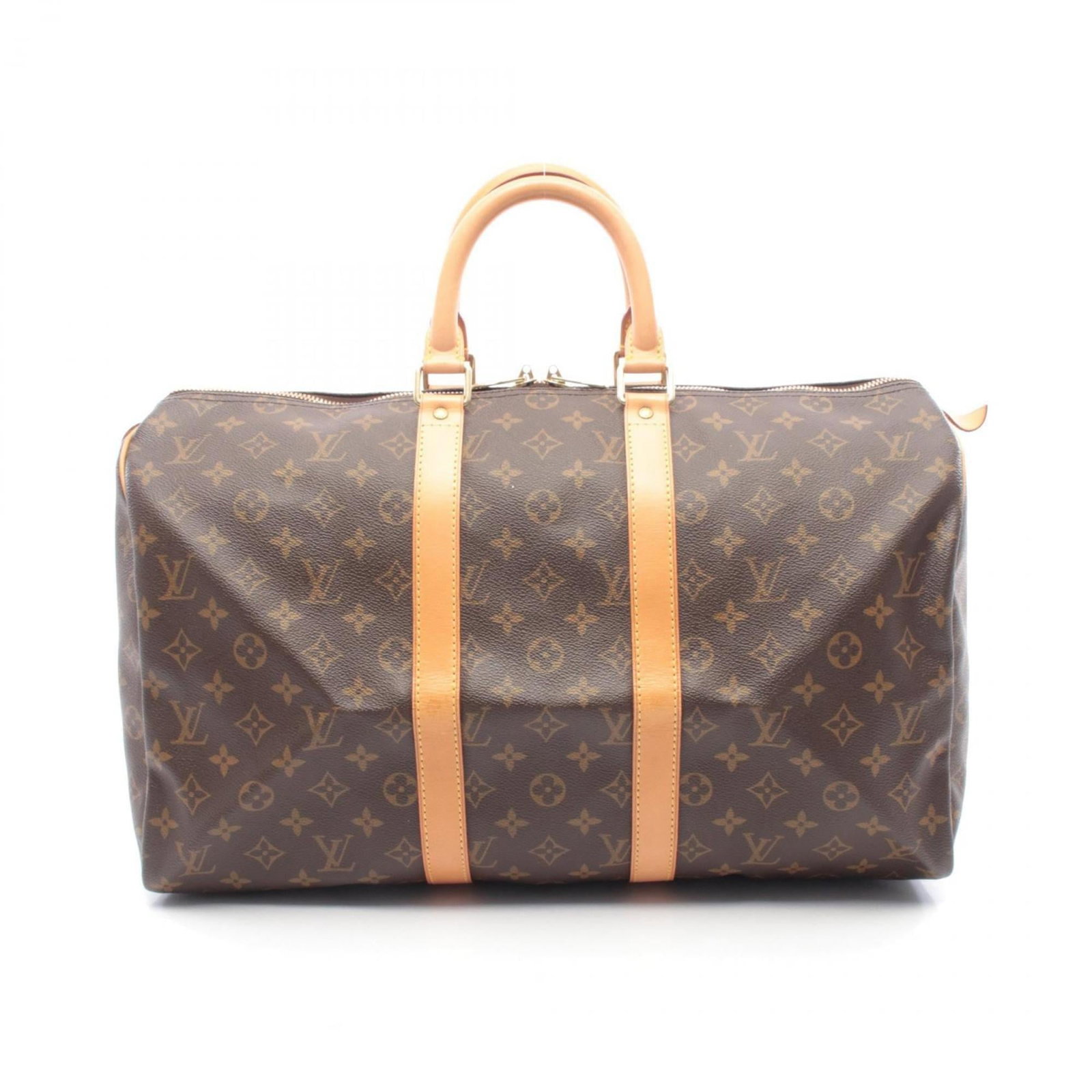 Canvas leather handbag bag coated Louis Vuitton Boston: Canvas leather handbag bag coated Louis Vuitton Boston Coated canvas and leather come together in this classic Louis Vuitton Boston bag, boasting a timeless brown color. Measuring 26cm x 46cm x 20cm,