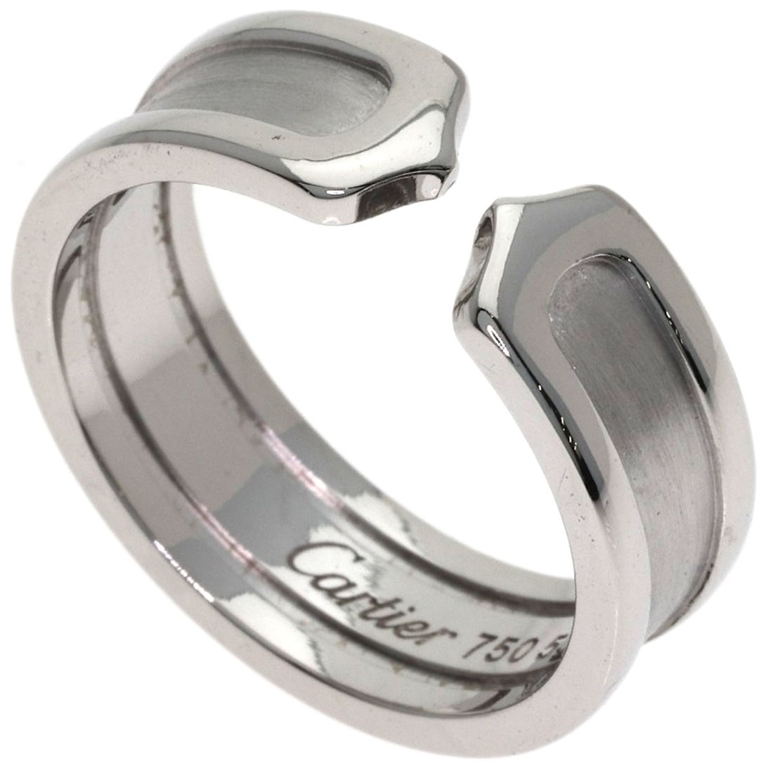 Cartier C2 Ring Sm #53 Ring K18 White Gold: Cartier C2 Ring Sm #53 Ring K18 White Gold Cartier C2 Ring Sm #53 features K18 White Gold material, a silver metal exterior with no stone. The ring size is 6.5(US), making it suitable for those in