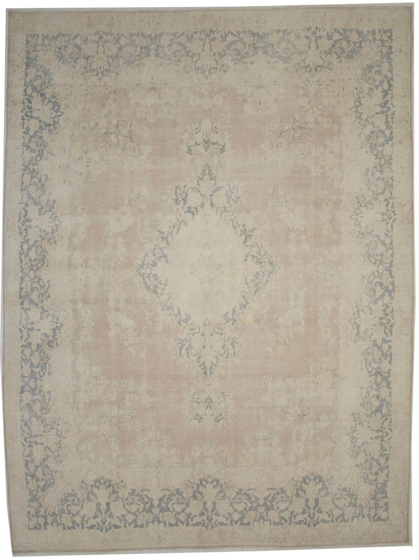 Antique 10X13 Hand-Knotted Wool Oriental Rug Distressed Floral Design Carpet Hand-Knotted: Antique 10X13 Hand-Knotted Wool Oriental Rug Distressed Floral Design Carpet Hand-Knotted This antique 10x13 hand-knotted wool Oriental rug boasts a stunning distressed floral design, its muted colors