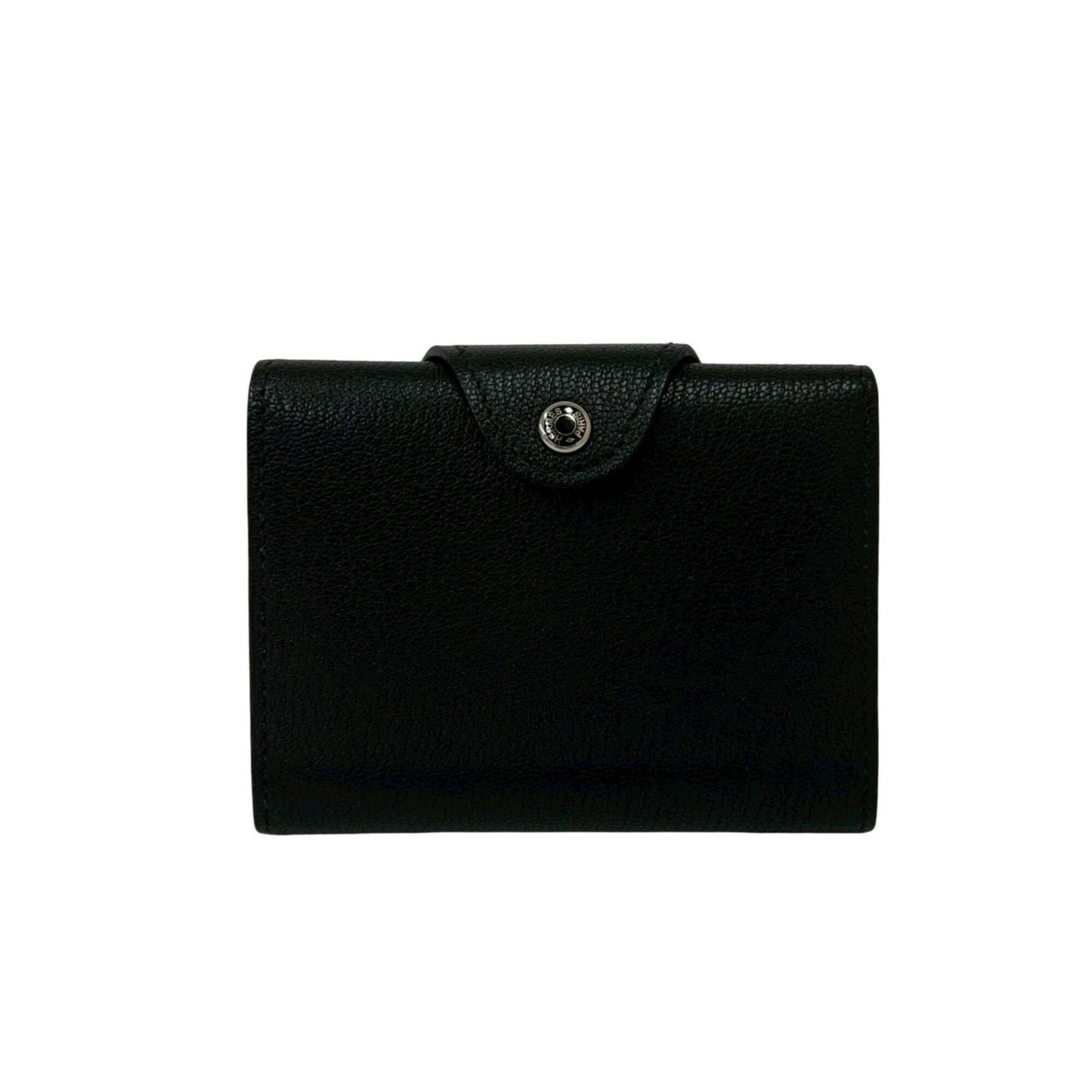 Hermes Wallet (Bi-Fold) Leather: Hermes Wallet (Bi-Fold) Leather Black bi-fold leather wallet from Hermes, measuring 9cm x 10.5cm x 2cm in size, offering a classic and elegant design. This high-quality leather wallet features a sleek