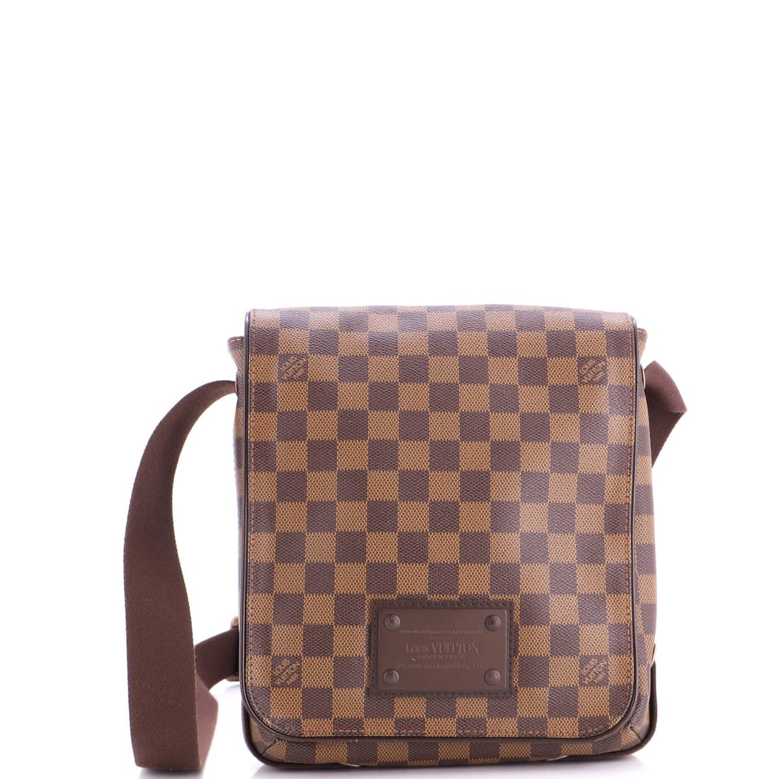 Louis Vuitton Brooklyn Handbag Damier: Louis Vuitton Brooklyn Handbag Damier The Louis Vuitton Brooklyn Handbag Damier in brown canvas coated exterior is a stylish and versatile cross-body bag. Measuring 9.5" tall, 9" wide, and 2" deep, it