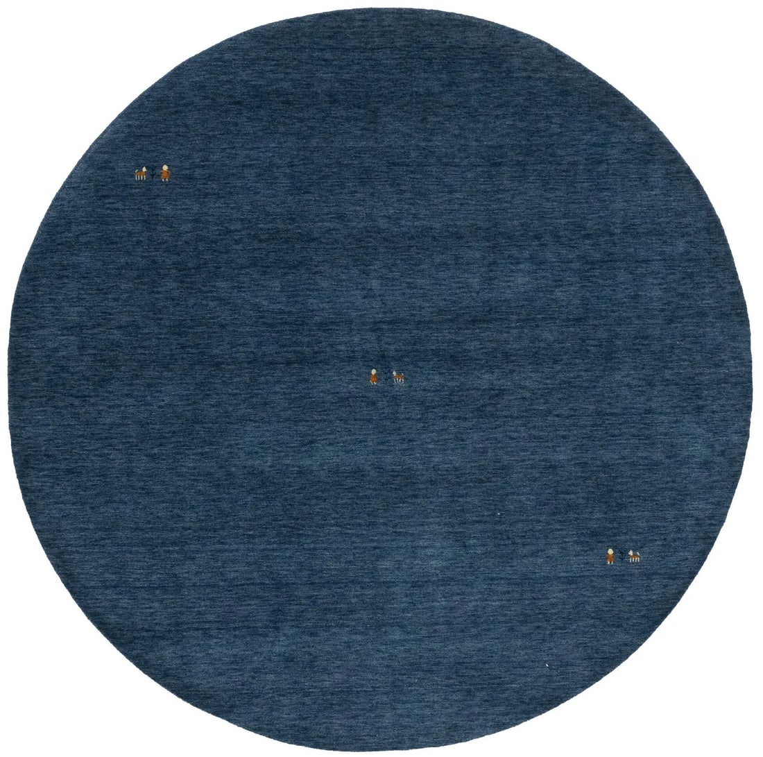 Round Area Rug Steel Blue Tribal 8X8 Large Gabbeh Modern Contemporary Carpet Hand-Knotted: Round Area Rug Steel Blue Tribal 8X8 Large Gabbeh Modern Contemporary Carpet Hand-Knotted Steel Blue Tribal 8X8 Large Gabbeh Modern Contemporary Carpet Hand-Knotted - A stunning round area rug with a 