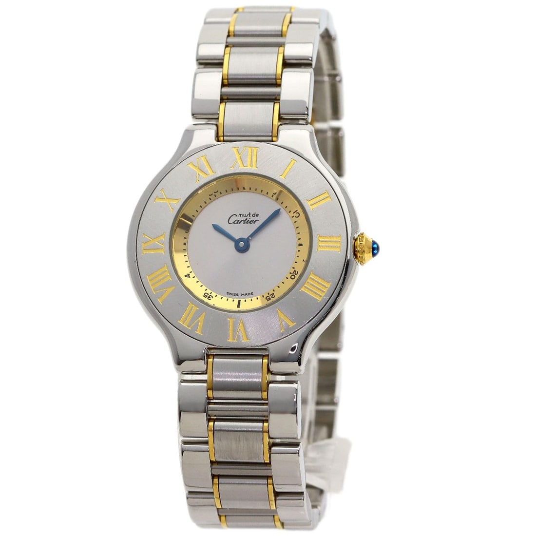 Must21 Watches Stainless Steel/ Ssxgp Cartier Unisex: Must21 Watches Stainless Steel/ Ssxgp Cartier Unisex Stainless steel construction and silver bezel make for a sleek, modern look. This Cartier watch boasts an analog display and quartz movement, keepi