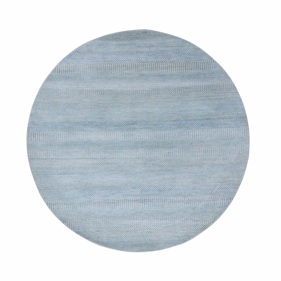 6'x6' Blue Wool and Silk Hand Knotted Modern Grass Design Round Rug: 6'x6' Blue Wool and Silk Hand Knotted Modern Grass Design Round Rug This stunning 6'x6' Blue Wool and Silk Hand Knotted Modern Grass Design Round Rug boasts an eye-catching blue field with intricate