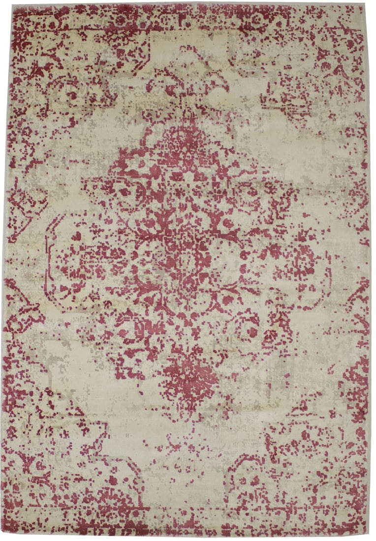 Red Bluff Hand-Loomed Modern Floral Rug 4X6 Ft Distressed Carpet Home Decor Hand-Knotted: Red Bluff Hand-Loomed Modern Floral Rug 4X6 Ft Distressed Carpet Home Decor Hand-Knotted Handloomed with precision, this 4x6 ft Red Bluff Modern Floral Rug boasts a unique blend of wool and bamboo sil