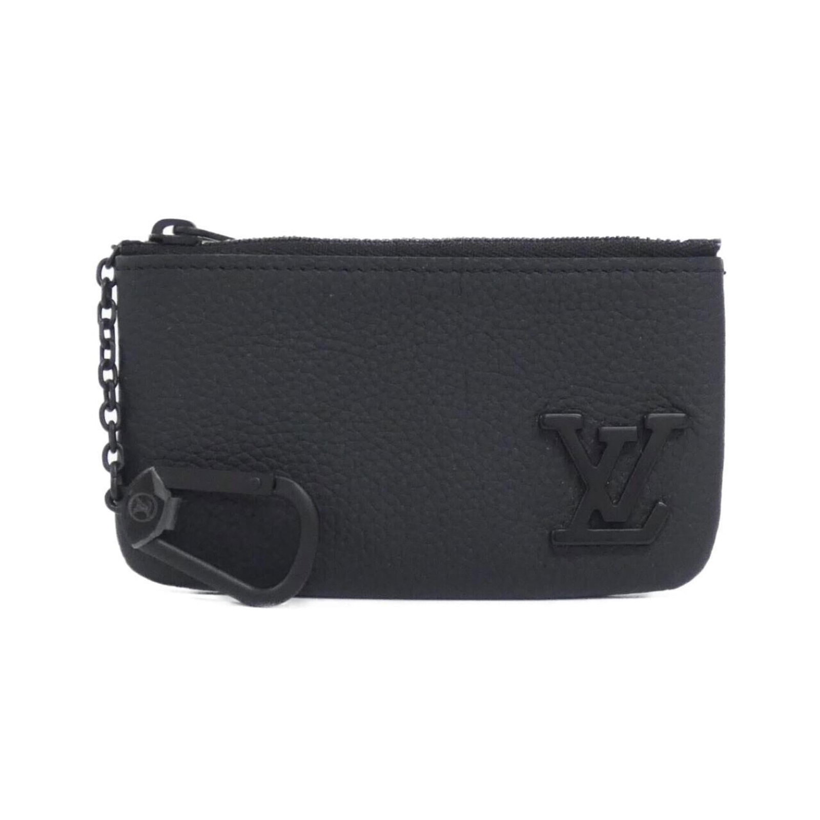 Louis Vuitton Coin Purse/ Coin Case Leather: Louis Vuitton Coin Purse/ Coin Case Leather Black leather coin purse/coin case from Louis Vuitton, measuring 7cm x 12cm x 1cm. This compact accessory features a sleek design and is made from high-qual