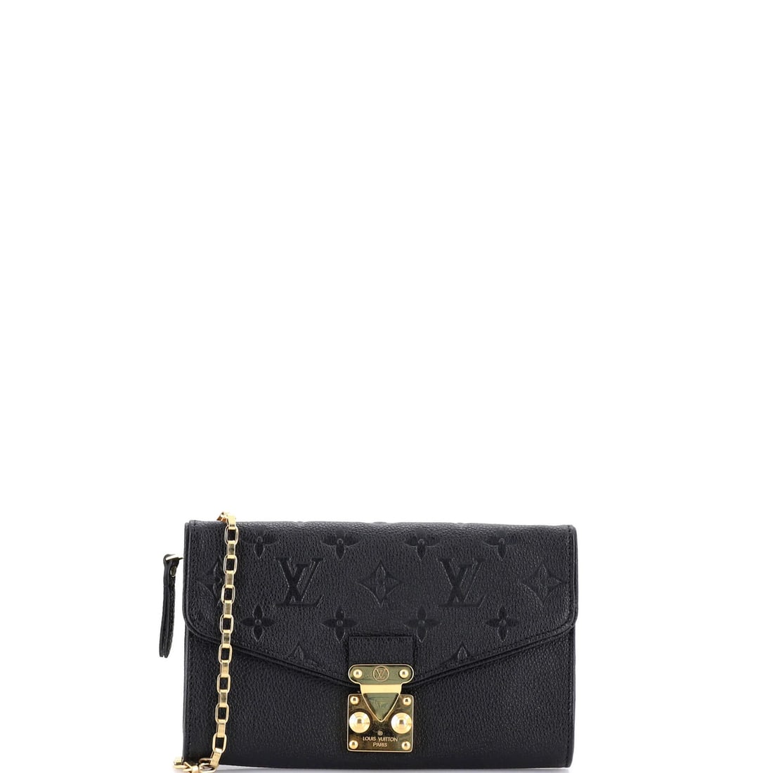 Saint Germain Pochette Louis Vuitton Monogram Empreinte Leather: Saint Germain Pochette Louis Vuitton Monogram Empreinte Leather The Saint Germain Pochette Louis Vuitton Monogram Empreinte Leather features a sleek black exterior with subtle minor corner wear and cr