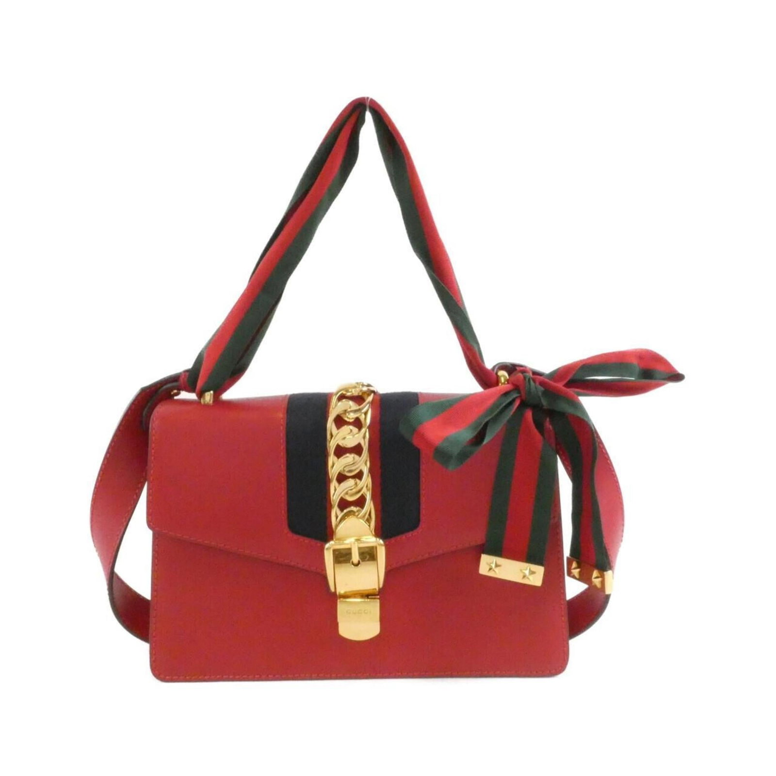 Shoulder Bag Leather: Shoulder Bag Leather Red leather shoulder bag with Gucci branding, measuring 17cm x 26cm x 8cm. The bag's bold color and classic design make it a stylish accessory for everyday use. With its signature