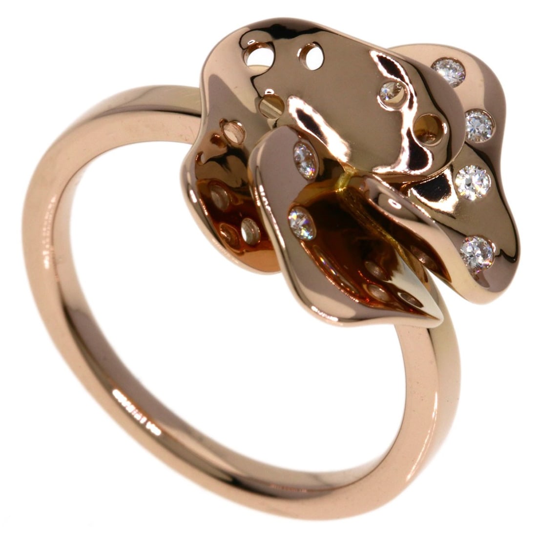 Gold Diamond Ring Sakura Tasaki: Gold Diamond Ring Sakura Tasaki Gold Diamond Ring with Sakura Tasaki's signature. This gold ring features a diamond totaling 0.09ct, set in SG750 gold metal and measuring 6.5(US) in size. The ring bea