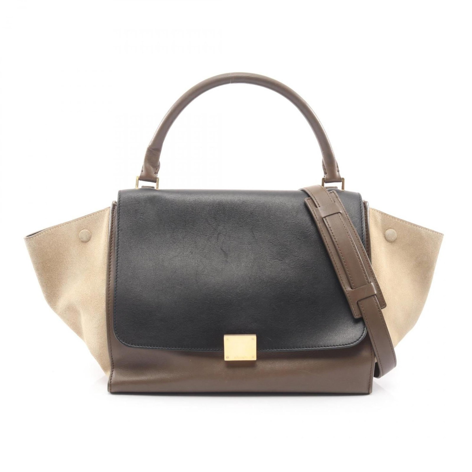 Suede Handbag Leather Celine: Suede Handbag Leather Celine Suede leather Celine handbag in black, gray, or khaki. Measures 25cm x 30cm x 18cm / 9.84'' x 11.81'' x 7.08''. Item Specifics: Brand: Celine MPN: 169542 Type: Handbag Mat