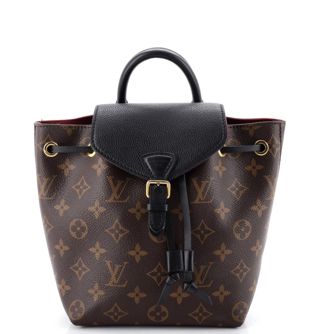 Louis Vuitton NM Monogram Canvas Backpack Leather with Montsouris BB: Louis Vuitton NM Monogram Canvas Backpack Leather with Montsouris BB Brown Louis Vuitton NM Monogram Canvas Backpack Leather with Montsouris BB features a classic backpack design. The canvas-coated le