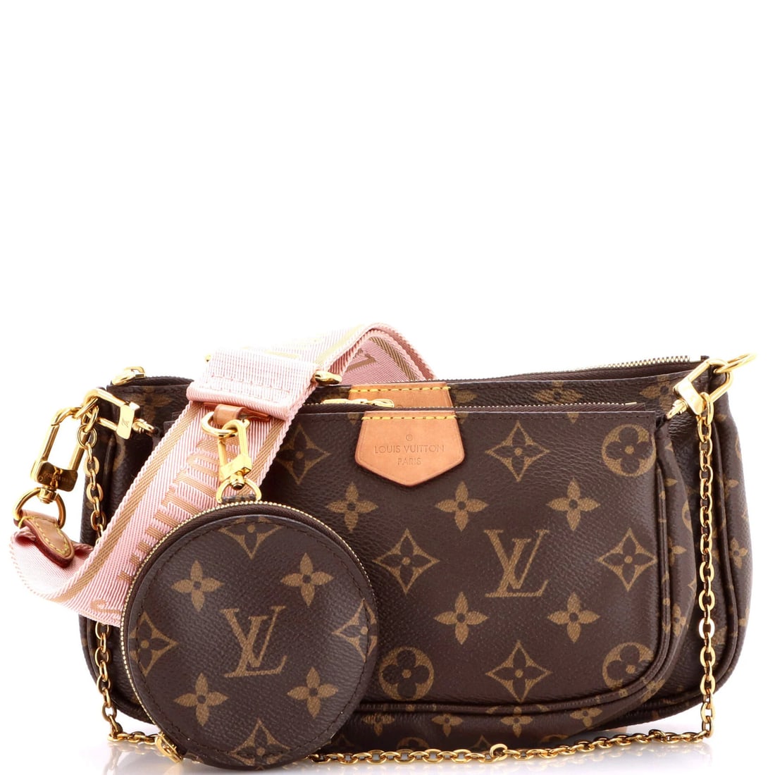 Louis Vuitton Multi Pochette Accessoires Monogram Canvas: Louis Vuitton Multi Pochette Accessoires Monogram Canvas The Louis Vuitton Multi Pochette Accessoires Monogram Canvas features a classic cross-body design with a rich brown canvas exterior, complement
