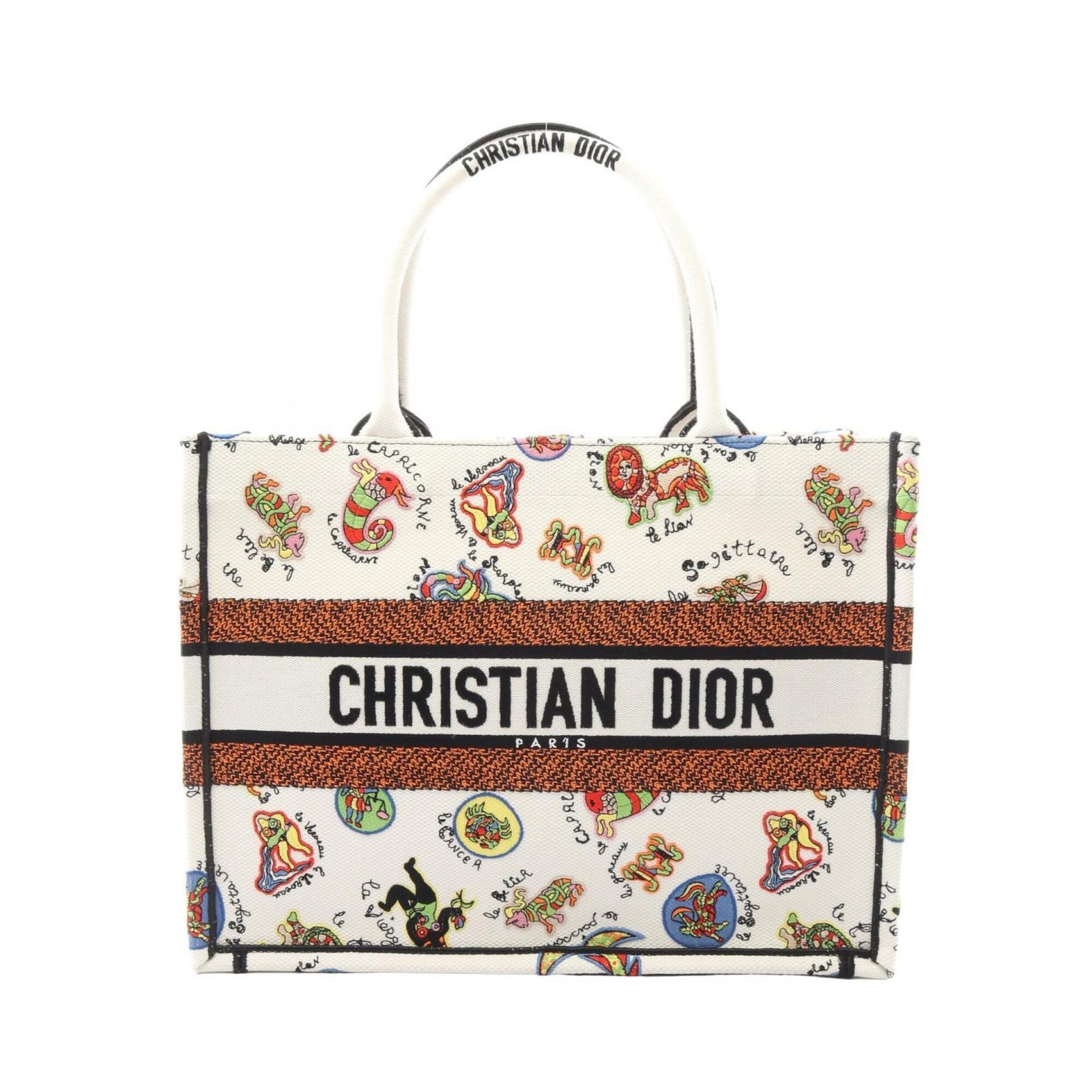 Christian Dior Handbag Tote Bag Canvas: Christian Dior Handbag Tote Bag Canvas Canvas tote bag from Christian Dior, featuring a multi-color design and white accents. This handbag measures 27cm x 36cm x 14cm and has a classic canvas material