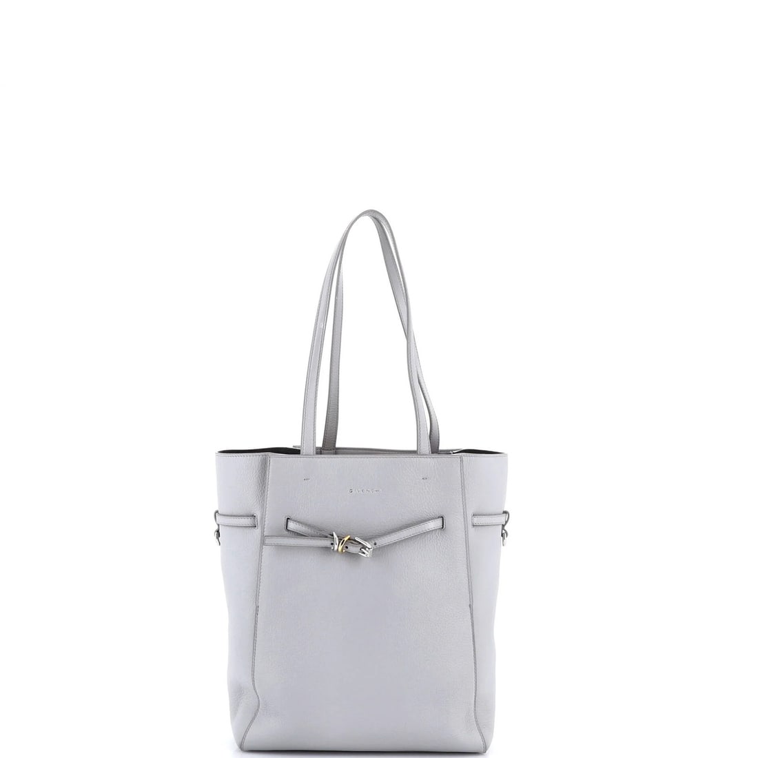 Givenchy Voyou North South Tote Leather Small: Givenchy Voyou North South Tote Leather Small The Givenchy Voyou North South Tote Leather Small boasts sleek, gray leather exterior with subtle creases and corner wear. Its interior features a rich gr