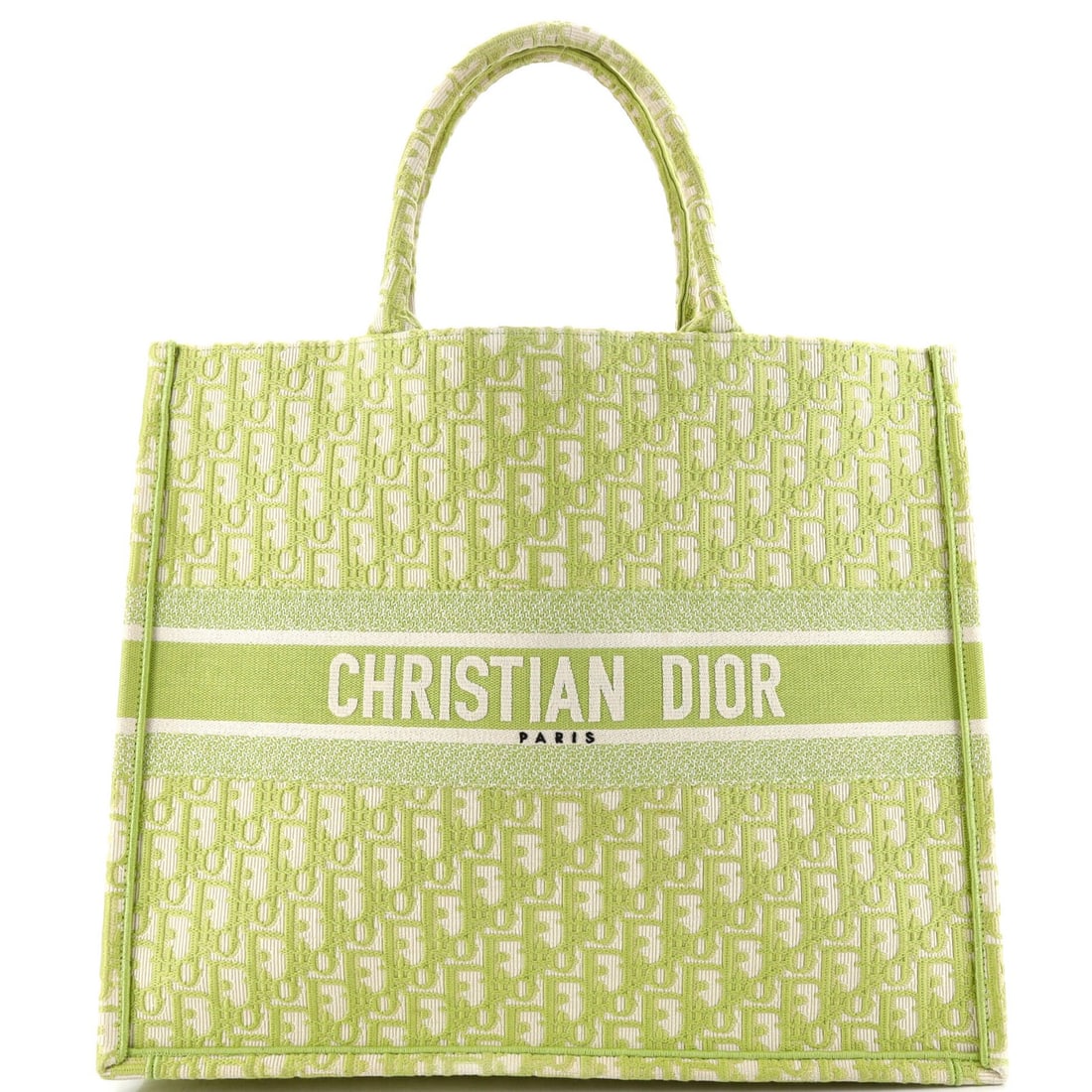 Christian Dior Book Tote Oblique Canvas Large: Christian Dior Book Tote Oblique Canvas Large The Christian Dior Book Tote Oblique Canvas Large is a stylish and spacious tote bag with a rich green canvas exterior. Measuring 13.5" tall, 16" wide, an