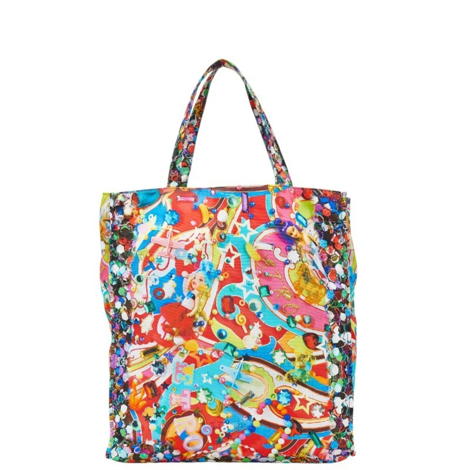 Nylon Etro Tote Bag: Nylon Etro Tote Bag Blue, multi-color, and red nylon tote bag from Etro, measuring 35cm x 32.5cm x 11cm. This stylish bag features a unique blend of colors in its nylon material. Item Specifics: Brand