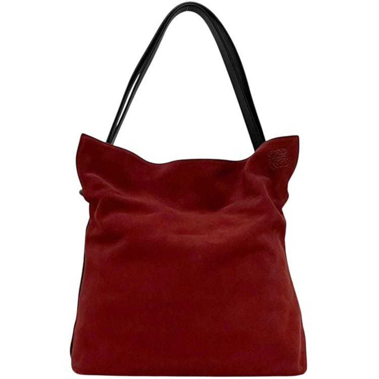 Loewe Suede Leather Bag Tote Bag Shoulder: Loewe Suede Leather Bag Tote Bag Shoulder Suede leather bag with shoulder strap, available in red color. Measuring 36cm x 37cm x 14.5cm, it features a distinctive design and premium materials. The ite