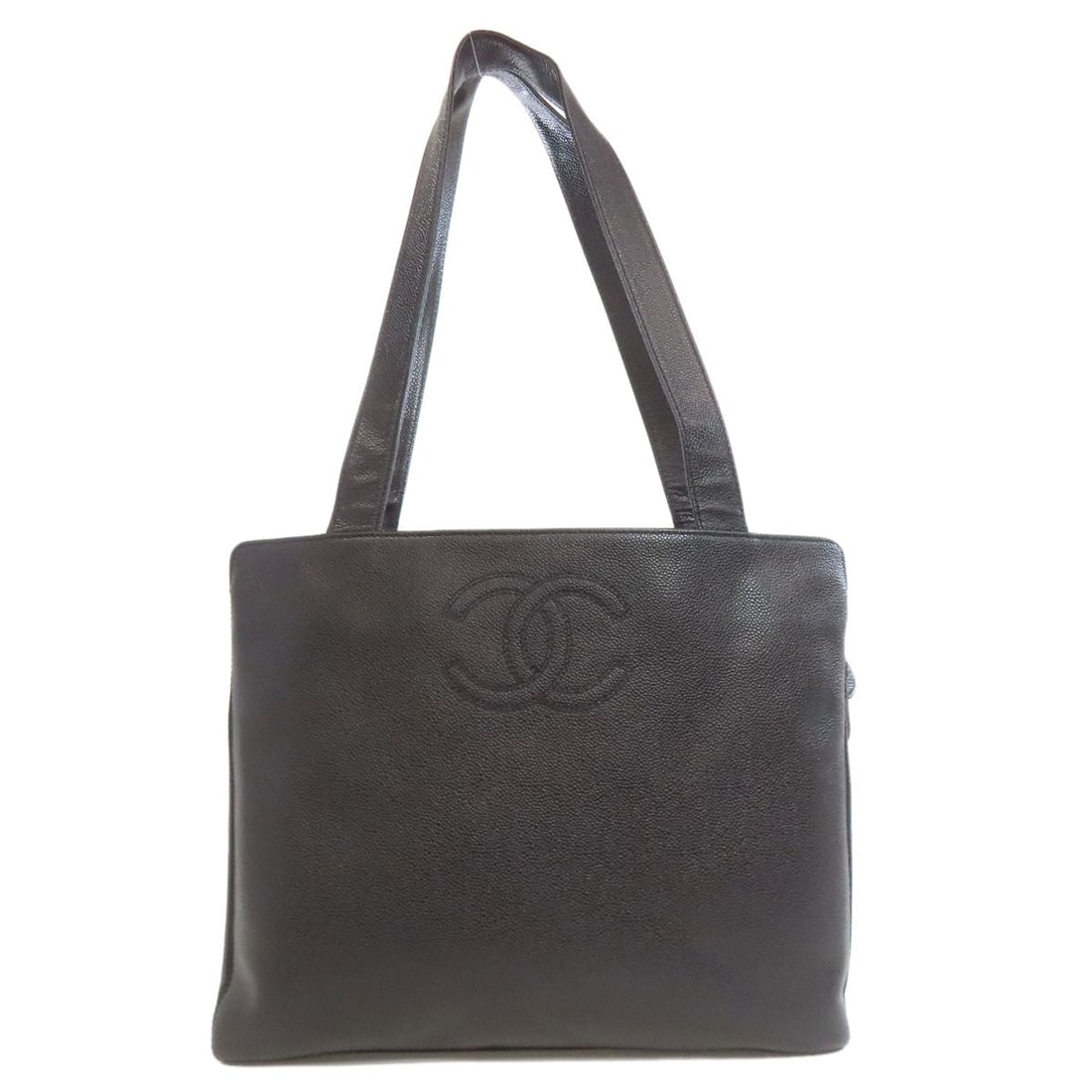 Coco Chanel Grained Calfskin Tote Bag Mark: Coco Chanel Grained Calfskin Tote Bag Mark Coco Chanel's iconic Grained Calfskin Tote Bag boasts sleek black exterior and premium grain calfskin material, showcasing the timeless elegance of the renow