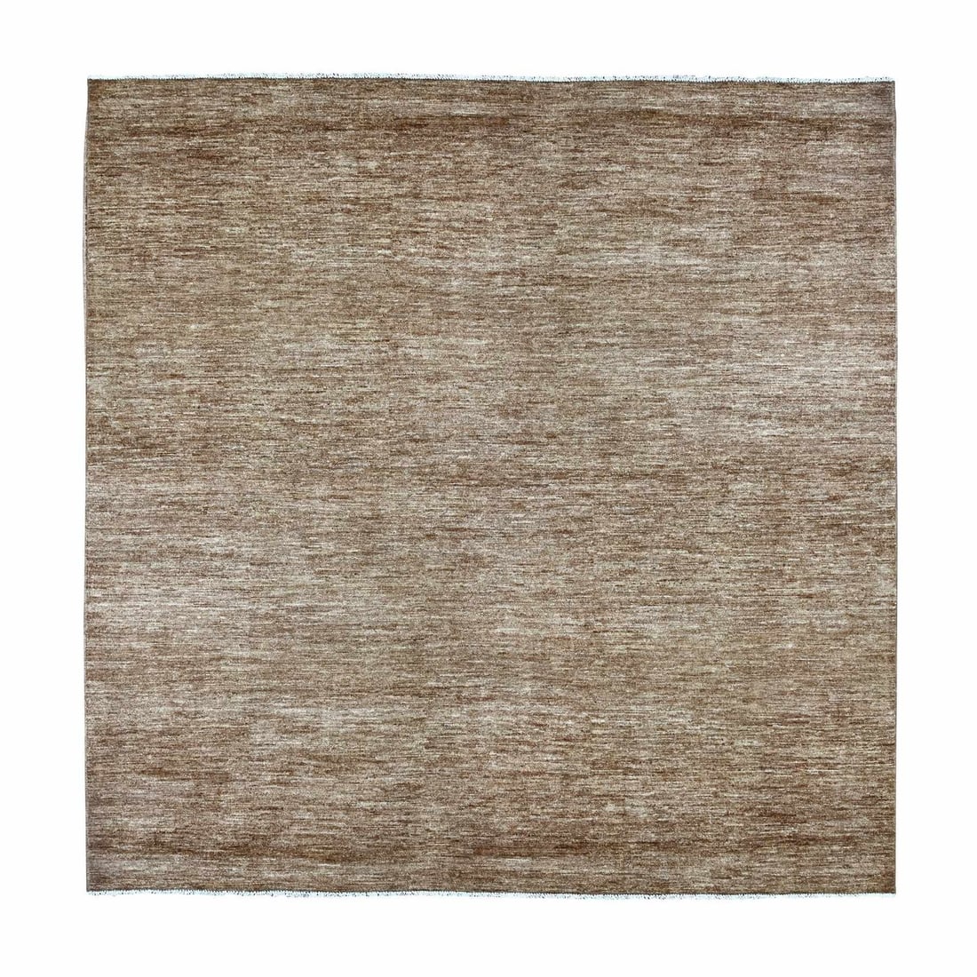 8'5"x8'5" Brown Hand Knotted Plain Solid Pattern Ghazni Wool Square Rug: 8'5"x8'5" Brown Hand Knotted Plain Solid Pattern Ghazni Wool Square Rug This stunning 8'5"x8'5" brown hand-knotted wool square rug boasts a timeless solid pattern in rich, earthy tones. Made from high