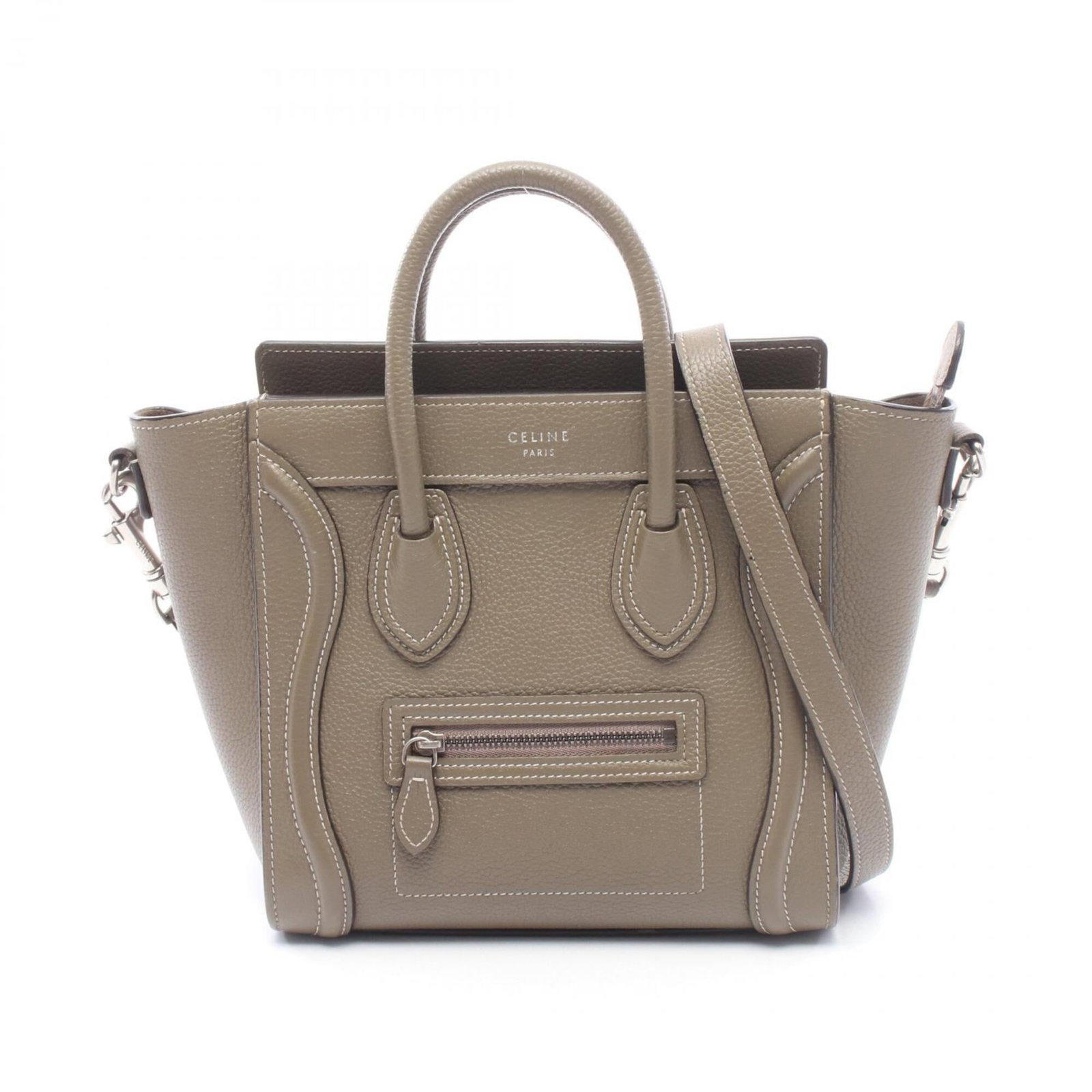 Handbag Leather Celine: Handbag Leather Celine Gray Celine handbag made from high-quality leather, measuring 20cm x 20cm x 9cm. This stylish bag features a sleek design and classic shape, perfect for everyday use. The signat