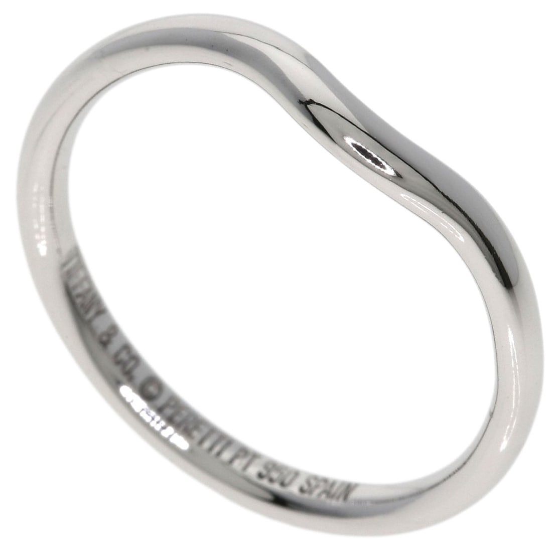 Tiffany&Co. Curved Band Ring Platinum Pt950: Tiffany&Co. Curved Band Ring Platinum Pt950 Tiffany&Co. Curved Band Ring Platinum Pt950 is a sleek and modern ring featuring a curved band made from high-quality platinum PT950. This silver-toned ring